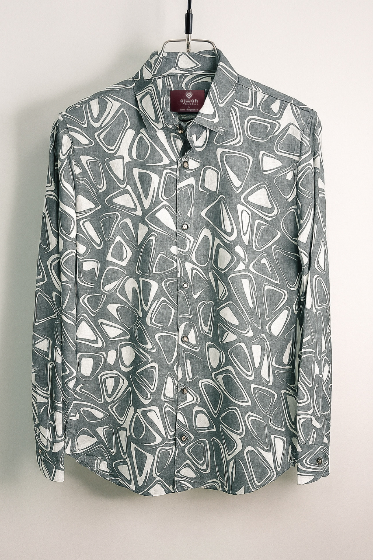 Grey Geometric Printed Casual Shirt_img_1