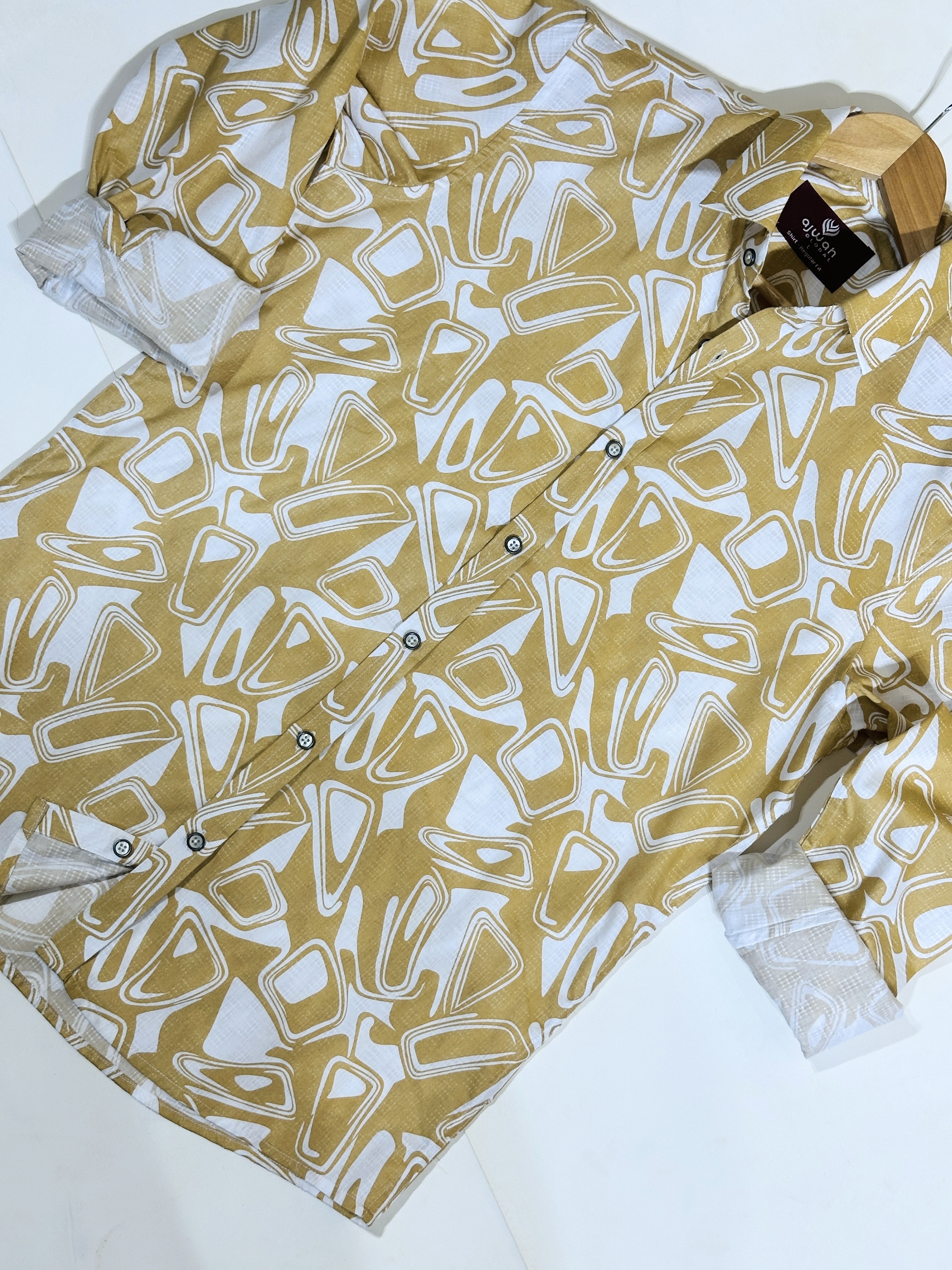 Mustard Geometric Printed Casual Shirt_img_0