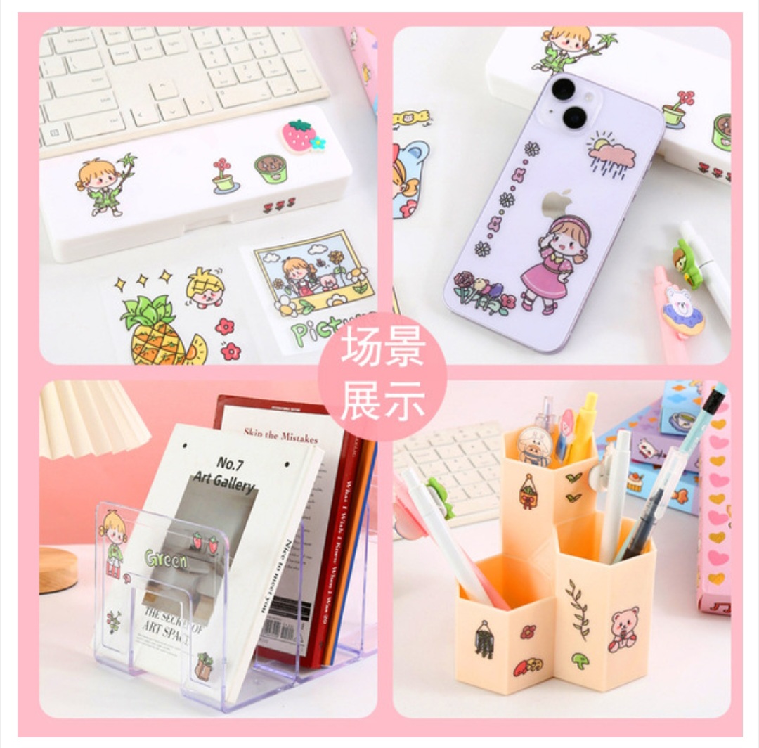 Goka hand account stickers 100 pte cute waterproof cartoon book PET mug stickers_img_2