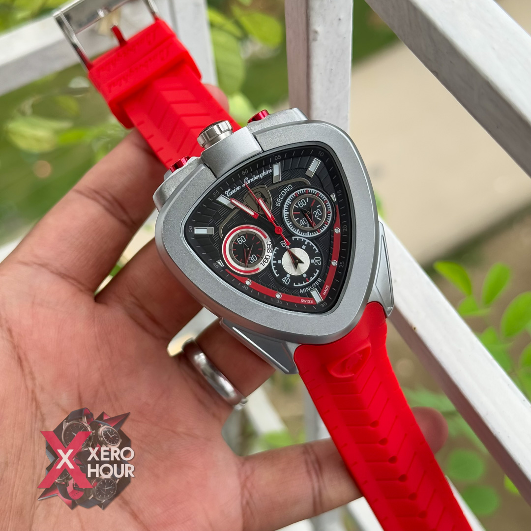 Lamborghini Sport Silicon Strap Watch | Red Strap