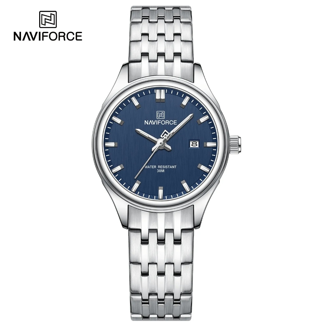 Naviforce 8039 Ladies Chain Watch- Blue Dial- Silver Bezel- Silver Chain- TF Code NF862/4CF_img_0