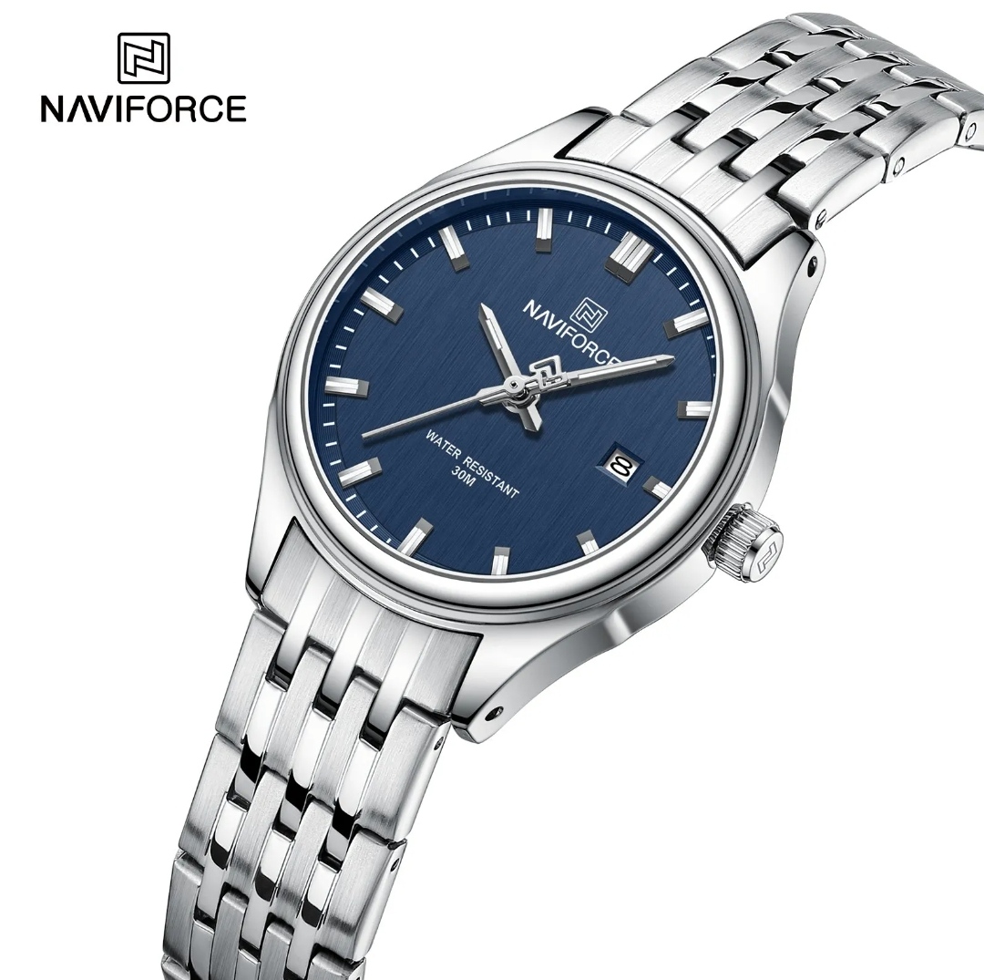 Naviforce 8039 Ladies Chain Watch- Blue Dial- Silver Bezel- Silver Chain- TF Code NF862/4CF_img_1