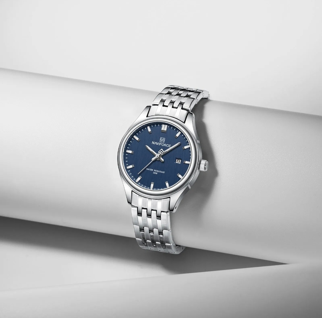 Naviforce 8039 Ladies Chain Watch- Blue Dial- Silver Bezel- Silver Chain- TF Code NF862/4CF_img_2