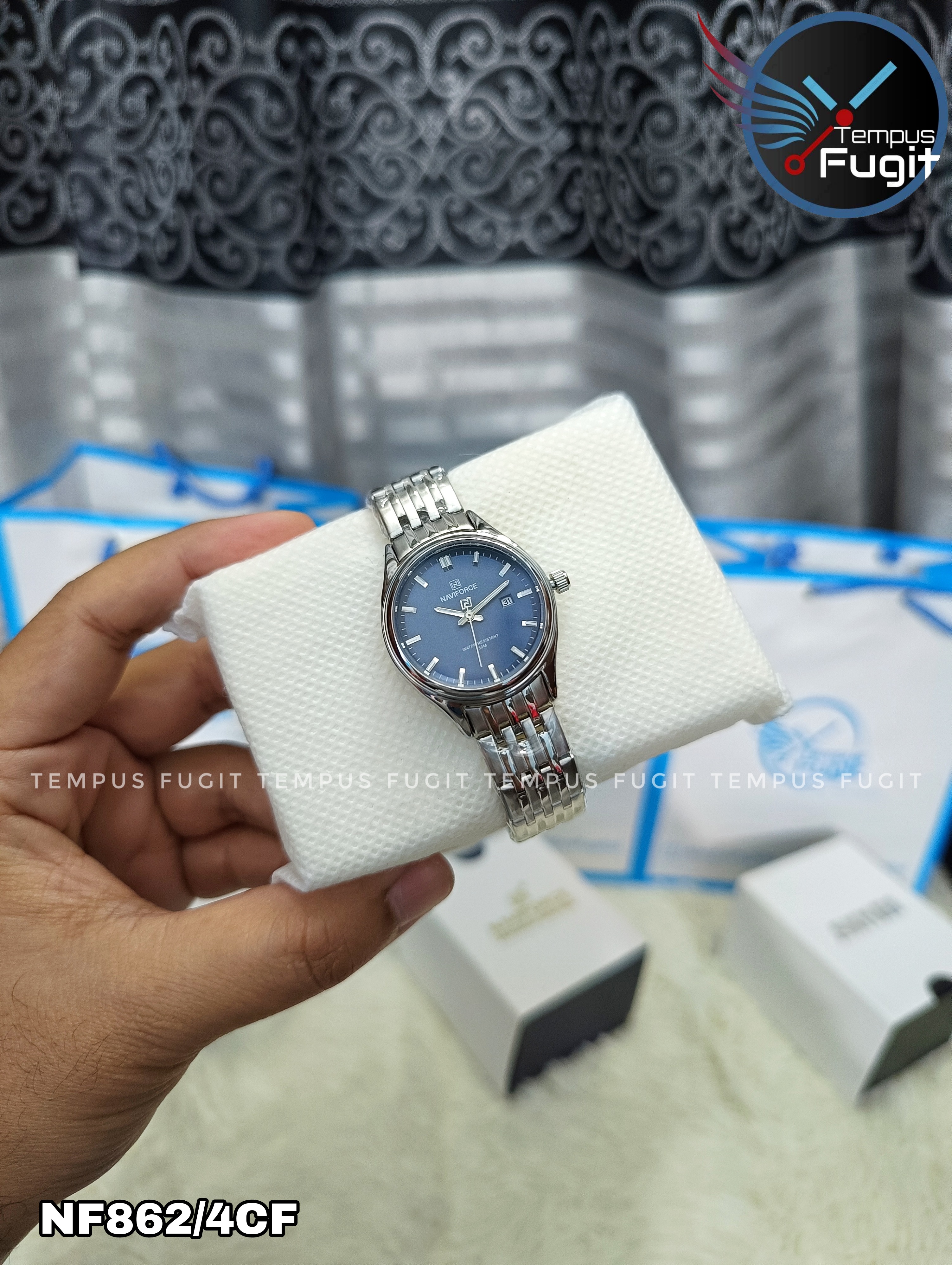 Naviforce 8039 Ladies Chain Watch- Blue Dial- Silver Bezel- Silver Chain- TF Code NF862/4CF_img_5