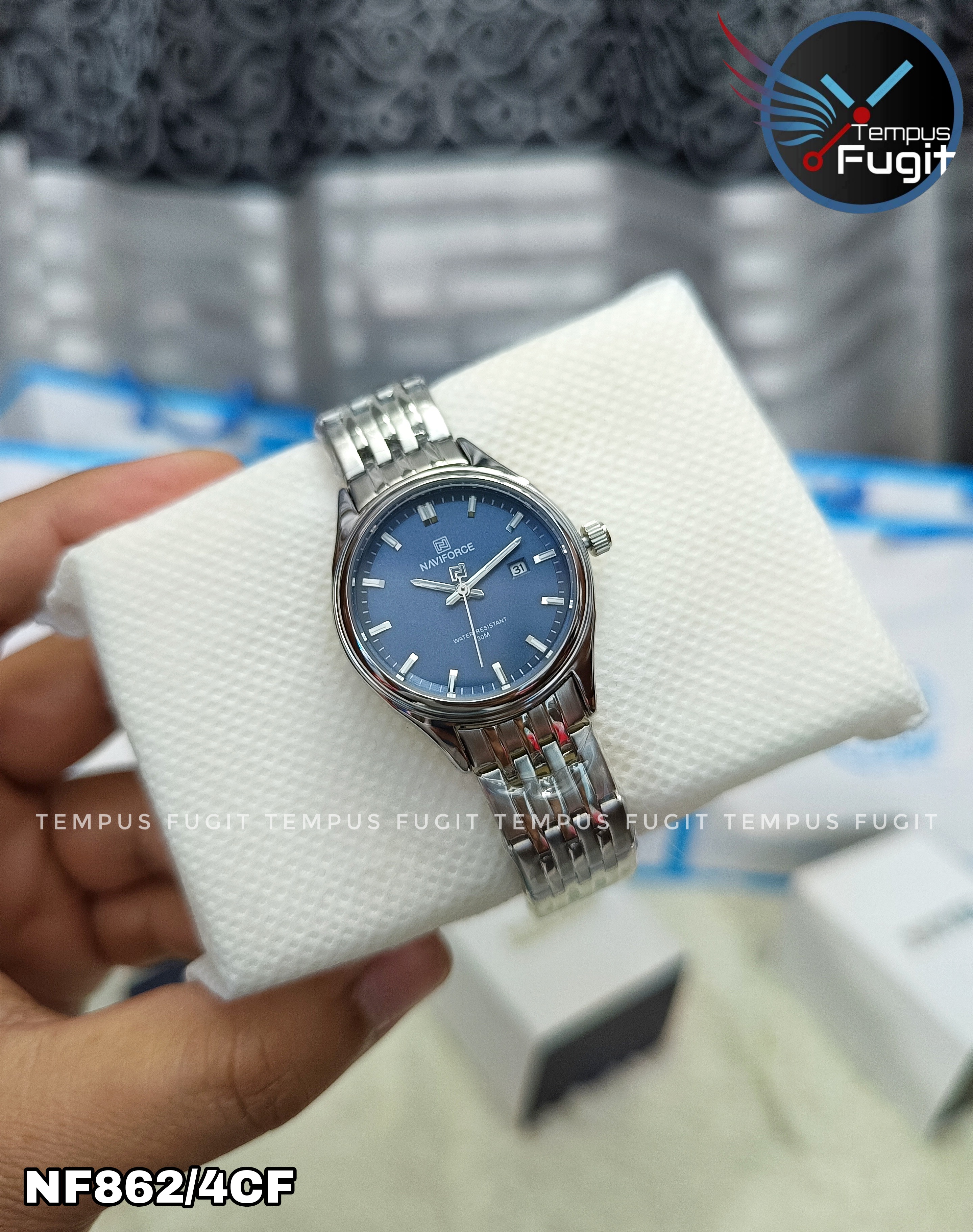 Naviforce 8039 Ladies Chain Watch- Blue Dial- Silver Bezel- Silver Chain- TF Code NF862/4CF_img_6