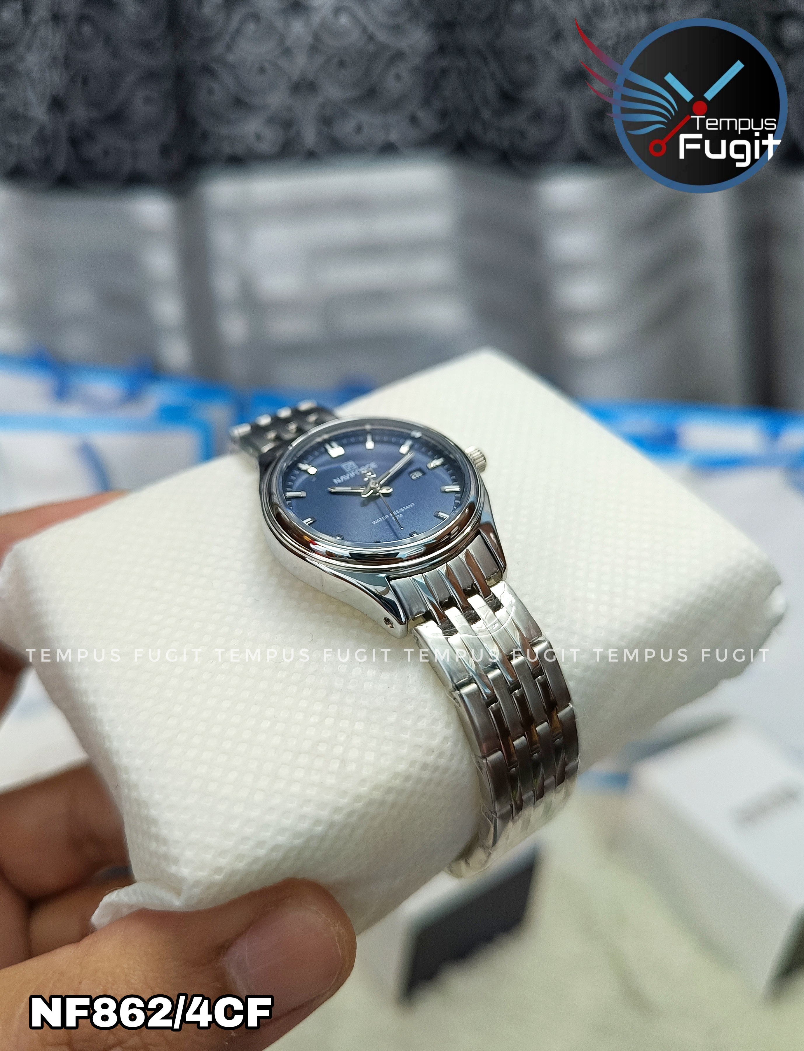 Naviforce 8039 Ladies Chain Watch- Blue Dial- Silver Bezel- Silver Chain- TF Code NF862/4CF_img_7