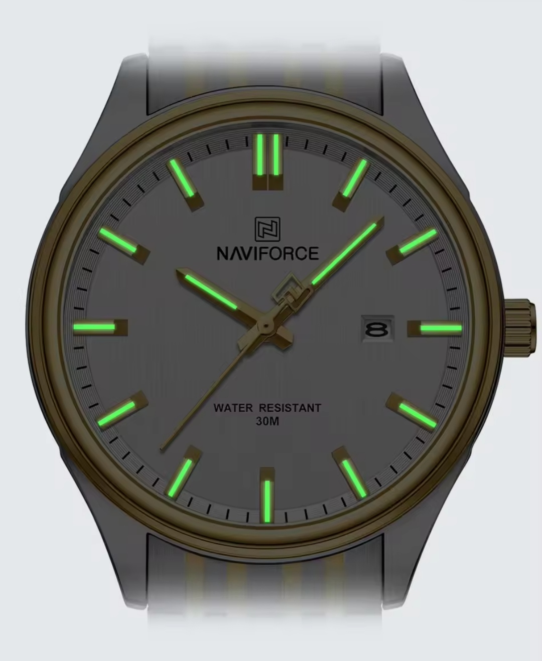 Naviforce 8039 Ladies Chain Watch- Silver Dial- Golden Bezel- Silver+Golden Chain- TF Code NF862/2CF_img_3