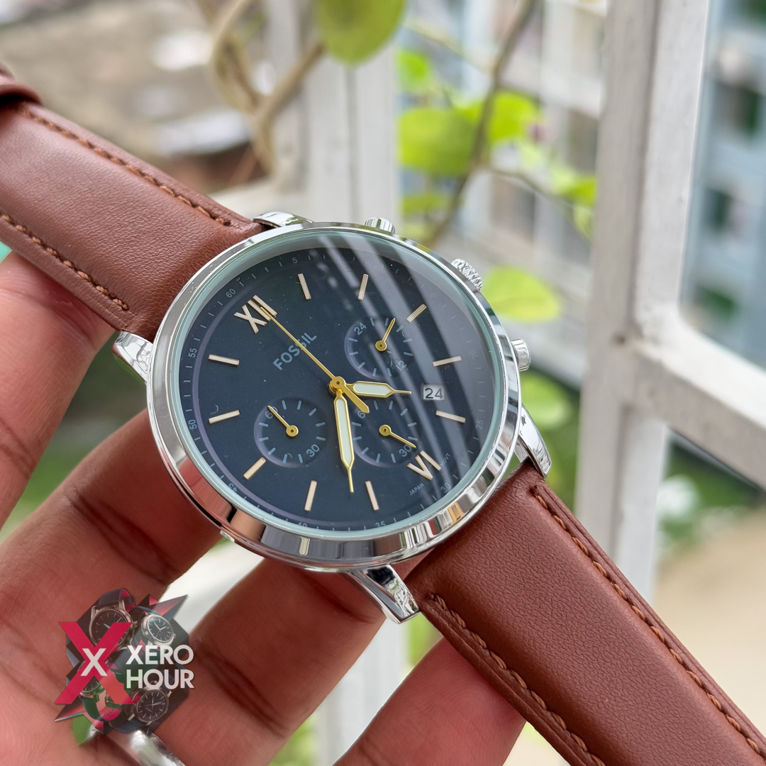 Fossil Chronograph | Brown belt | Blue watch phase_img_1