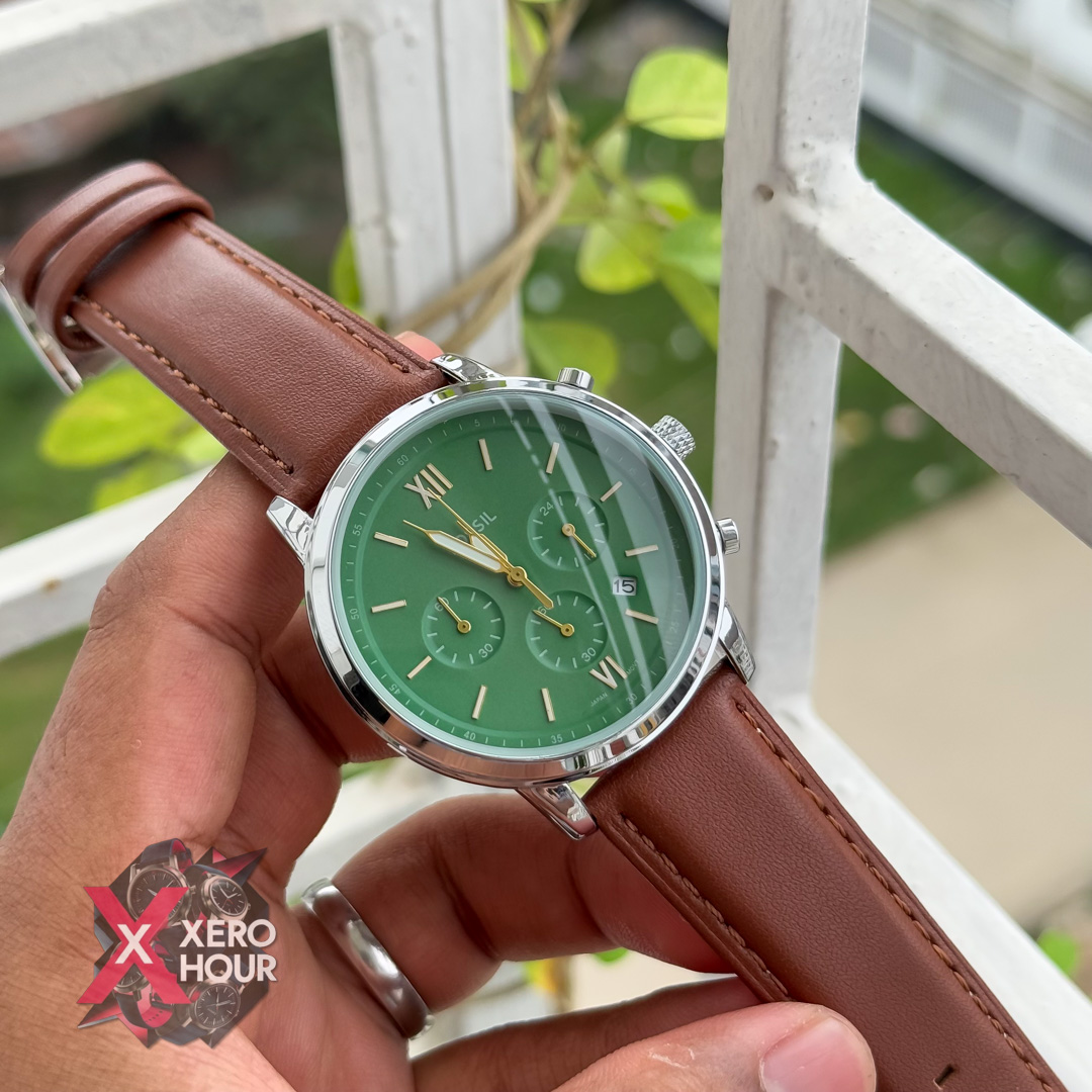Fossil Chronograph | Brown belt | Green Watch phase_img_5
