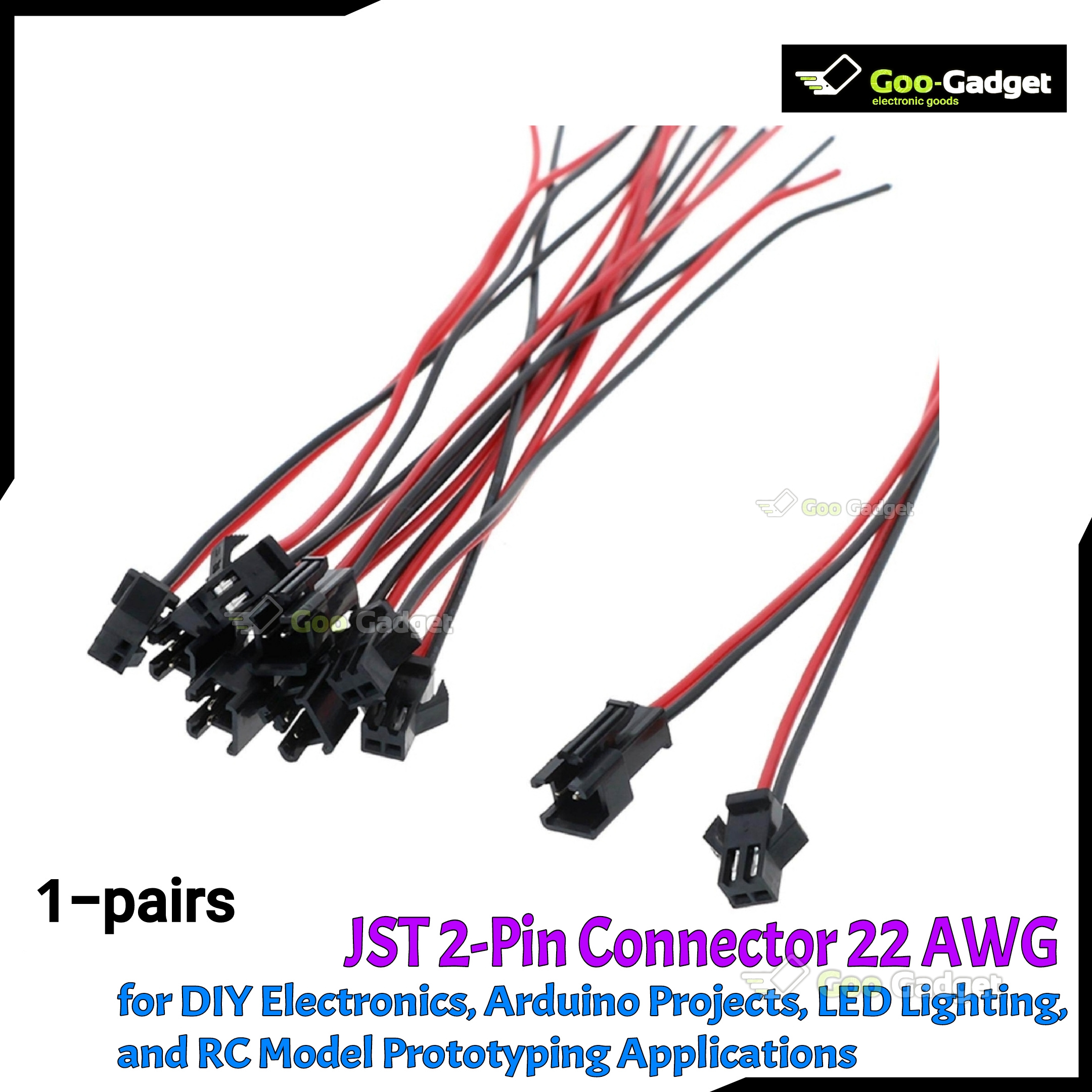 JST 2-Pin Connector Kit with 22 AWG Wires
