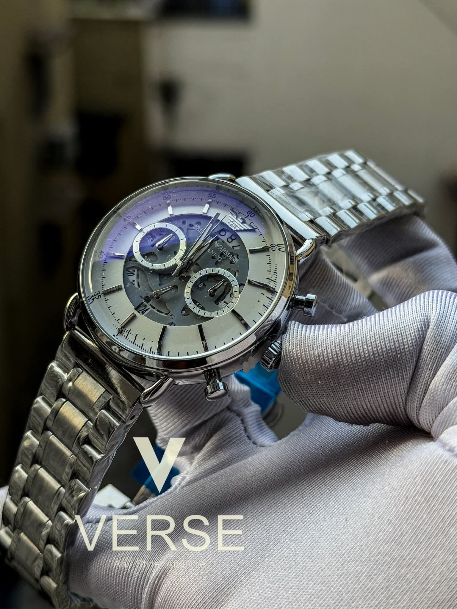 Armani Oval glass meccanico white dial