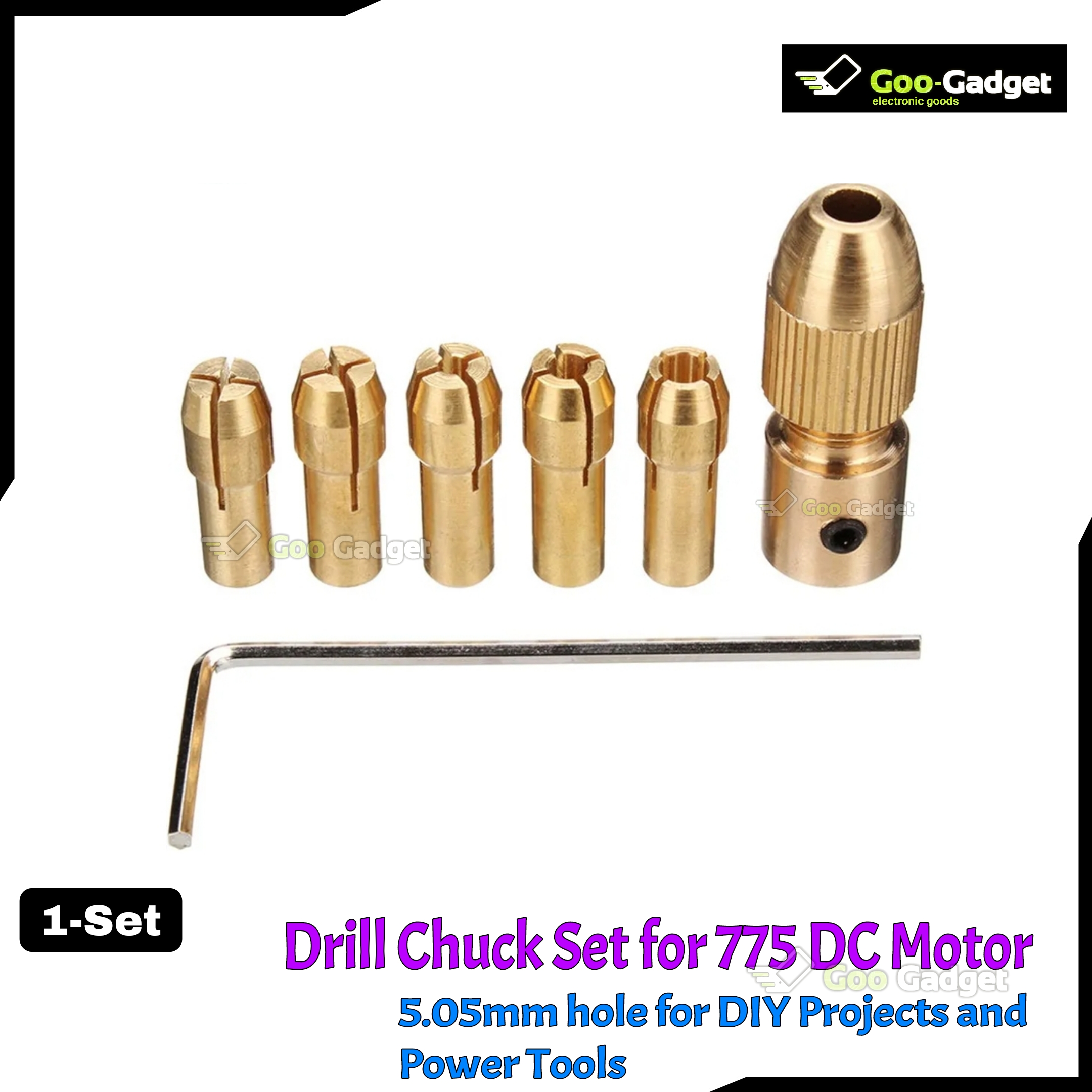 Drill Chuck Set for 775 DC Motor (5.05mm Hole) | Precision Adapter for DIY Projects