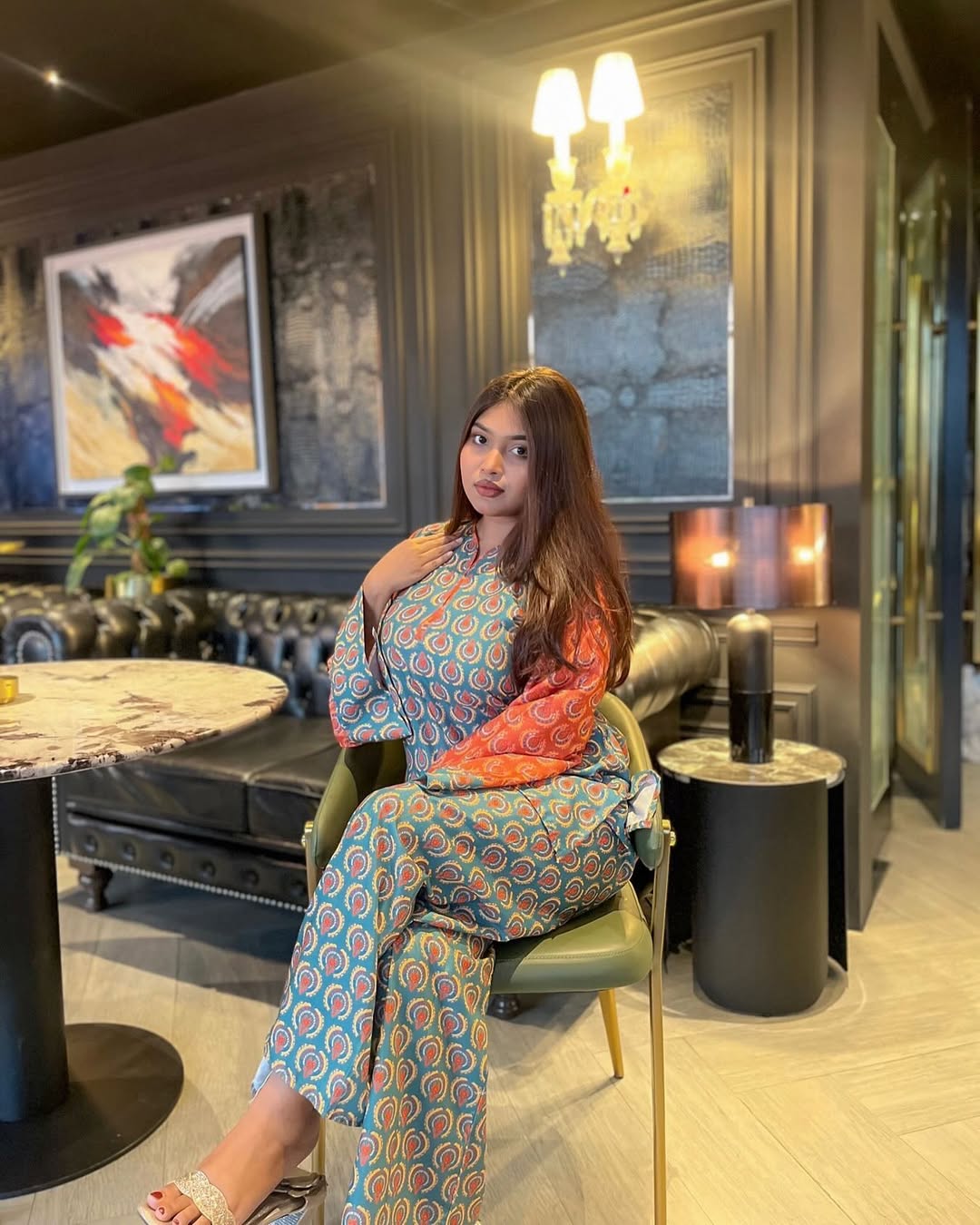 Premium quality synthetix silk digital print co-ord set - Image 4