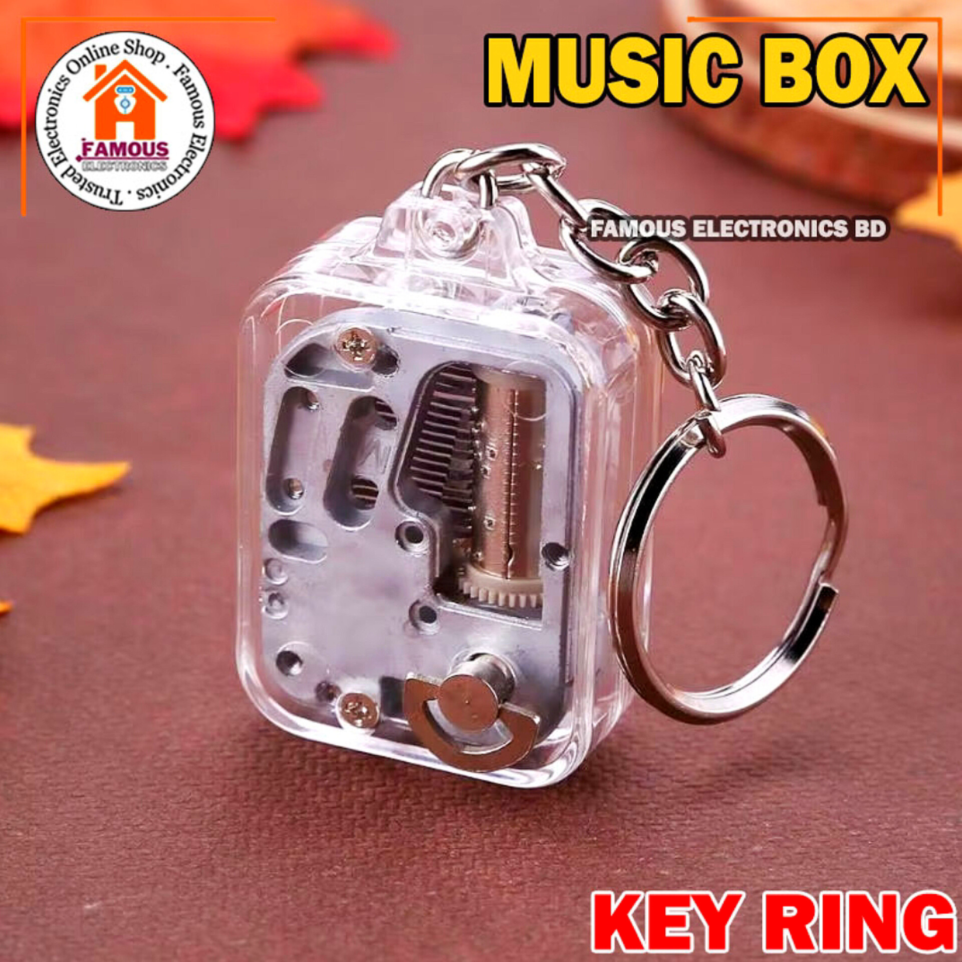 Portable Music Box Movement Keychain for Women Men Unique Acrylic Musical Instrument Toy Key Ring Baby Handy Crank Birthday Gift_img_0