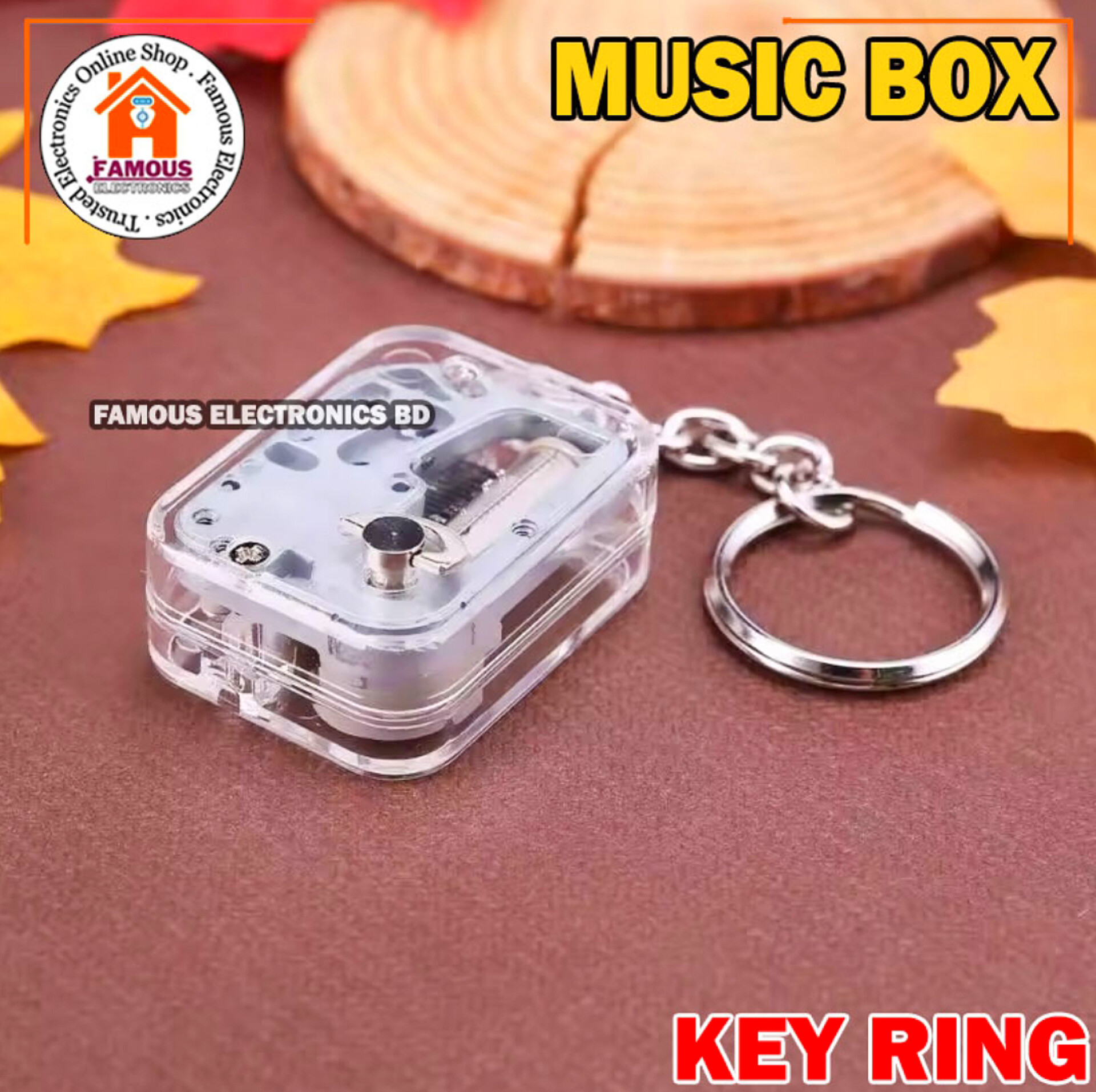 Portable Music Box Movement Keychain for Women Men Unique Acrylic Musical Instrument Toy Key Ring Baby Handy Crank Birthday Gift_img_1