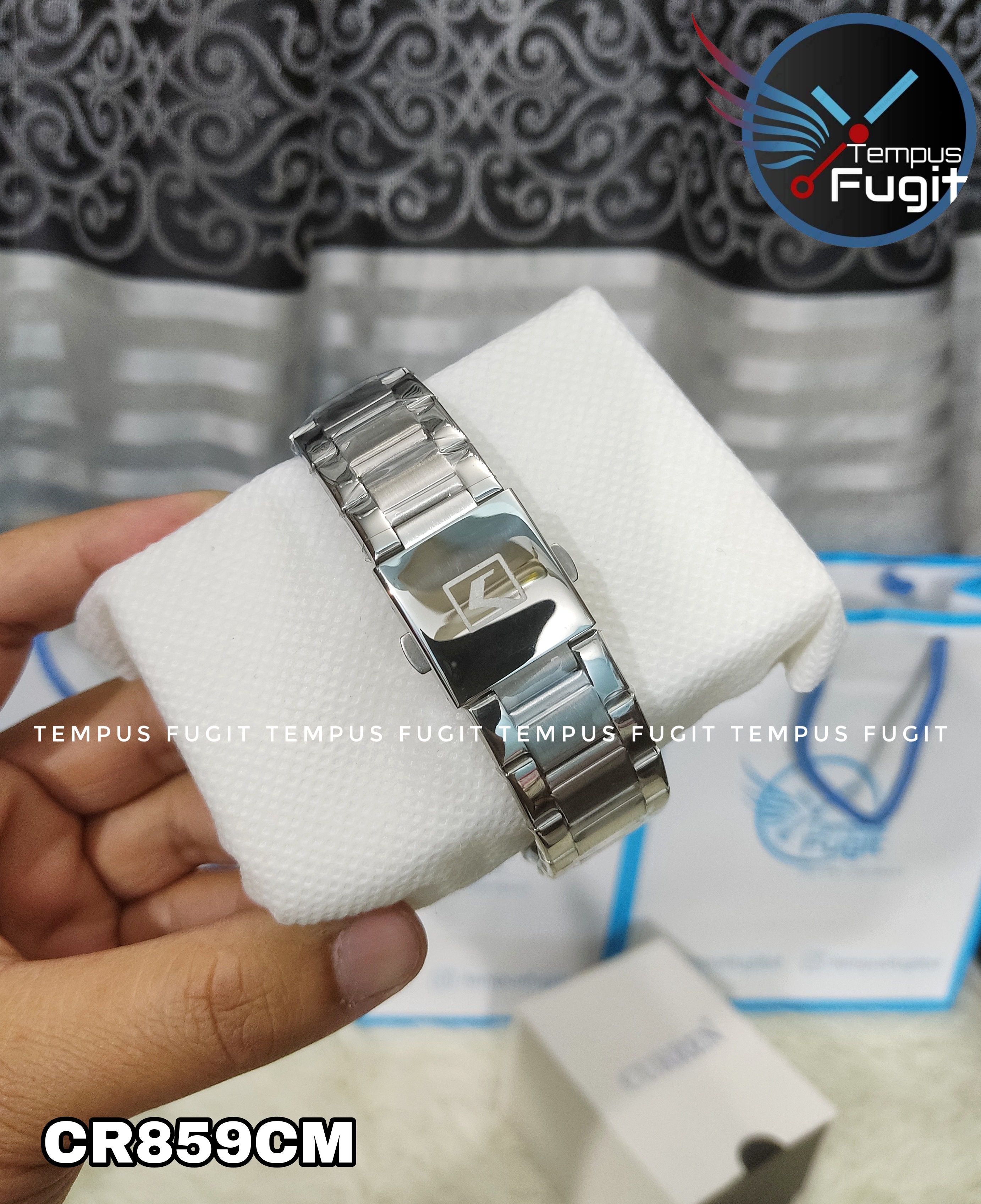 Curren 8402 Gents Chain Watch- Black Dial- Black Bezel- Silver Chain- TF Code CR859CM_img_10