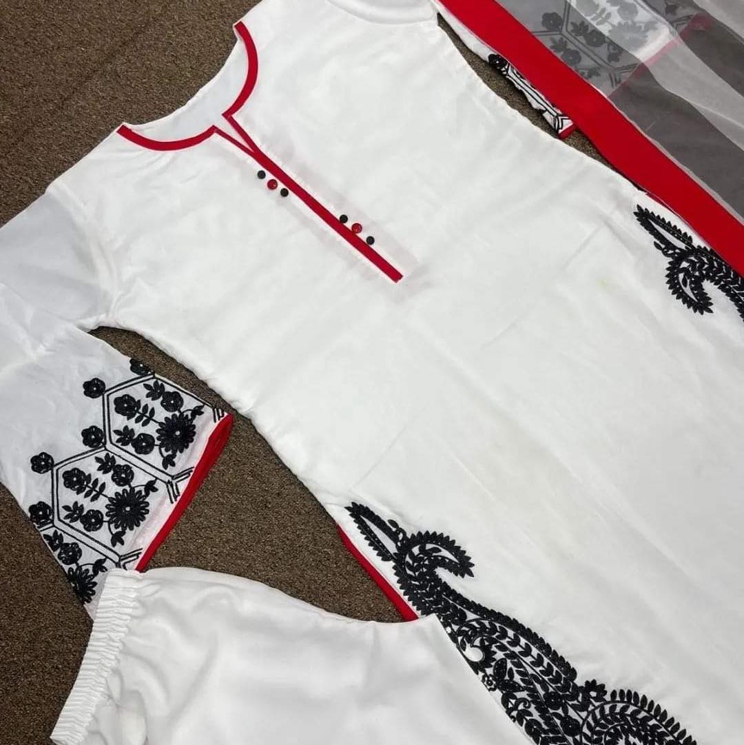 Cotton Embroidery Readymade Kurtis Salwar Kameez For Women - Image 2