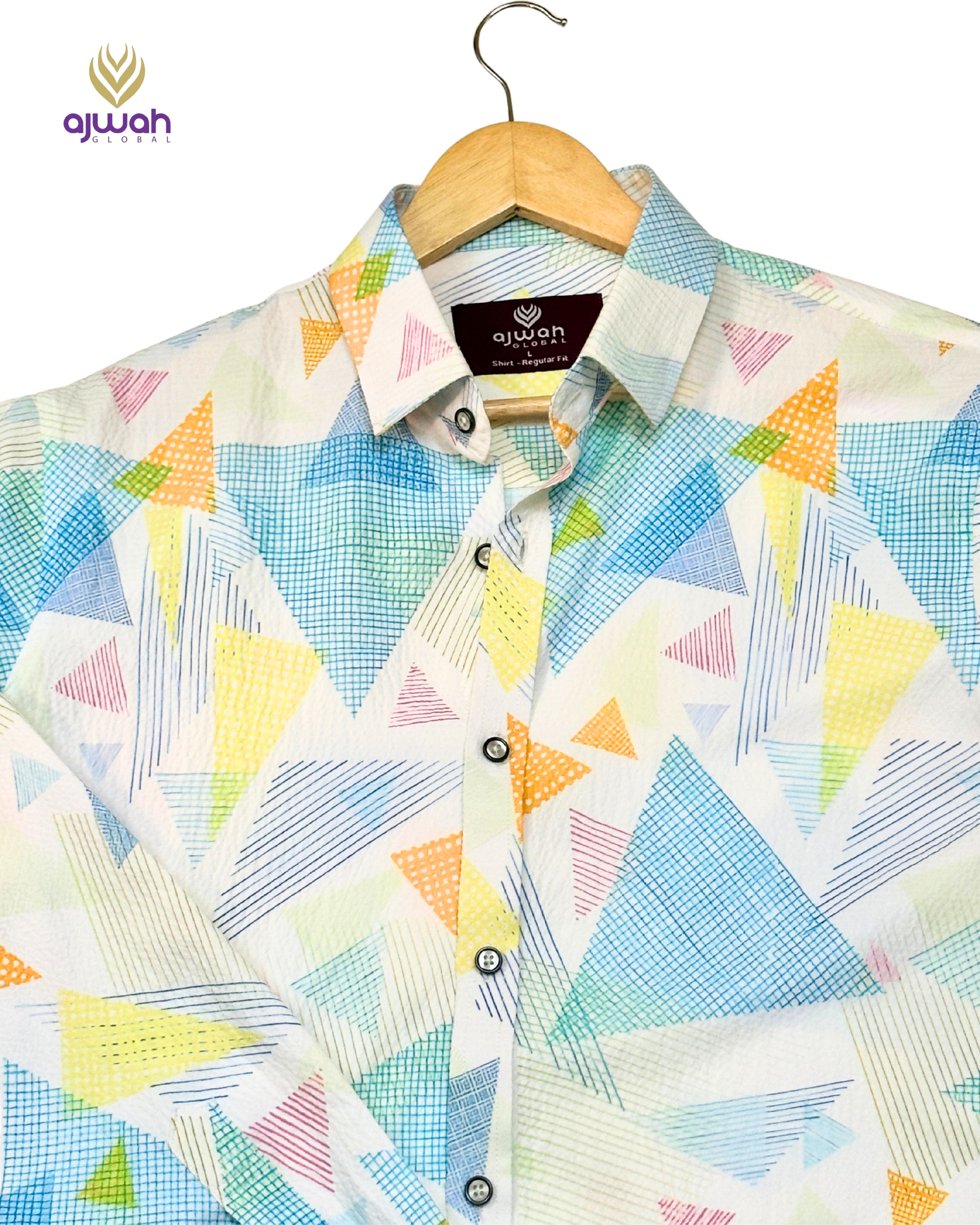 Multicolor Geometric Print Casual Shirt_img_0