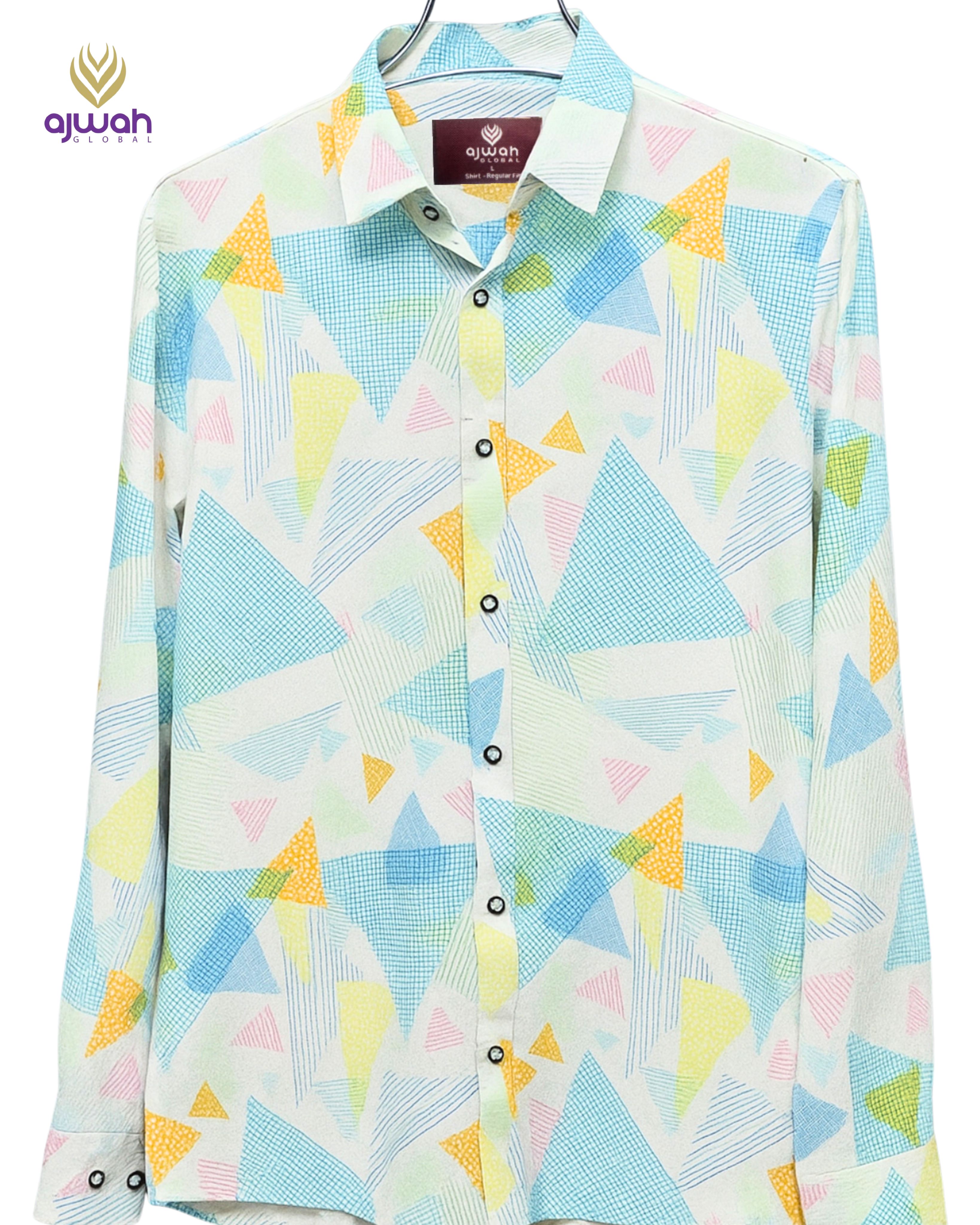 Multicolor Geometric Print Casual Shirt_img_1