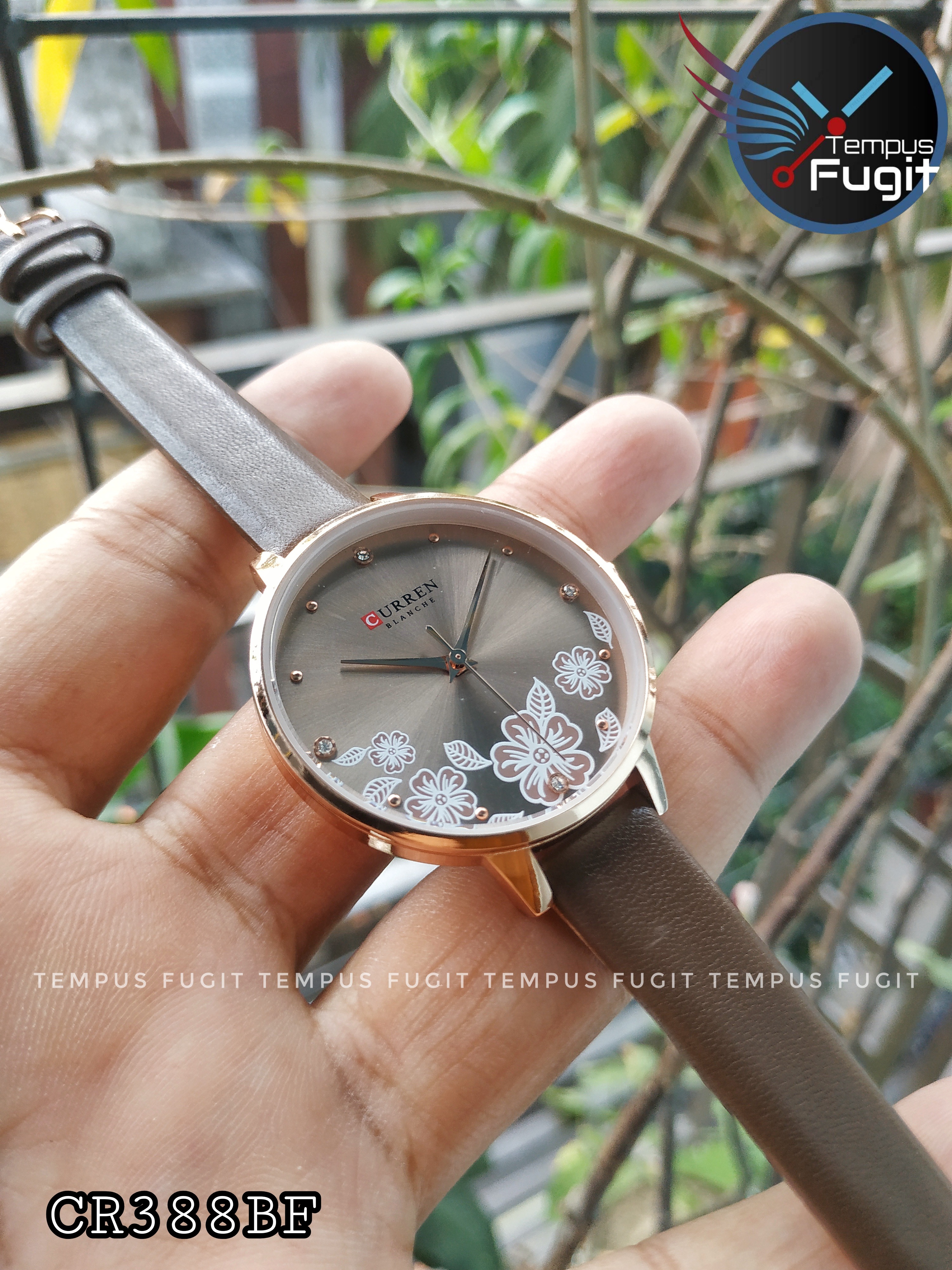 Curren 9068 Ladies Belt Watch- Floral Brown Dial- Rose Golden Bezel- Brown Belt- TF Code CR388BF_img_6