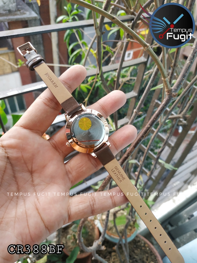 Curren 9068 Ladies Belt Watch- Floral Brown Dial- Rose Golden Bezel- Brown Belt- TF Code CR388BF_img_8