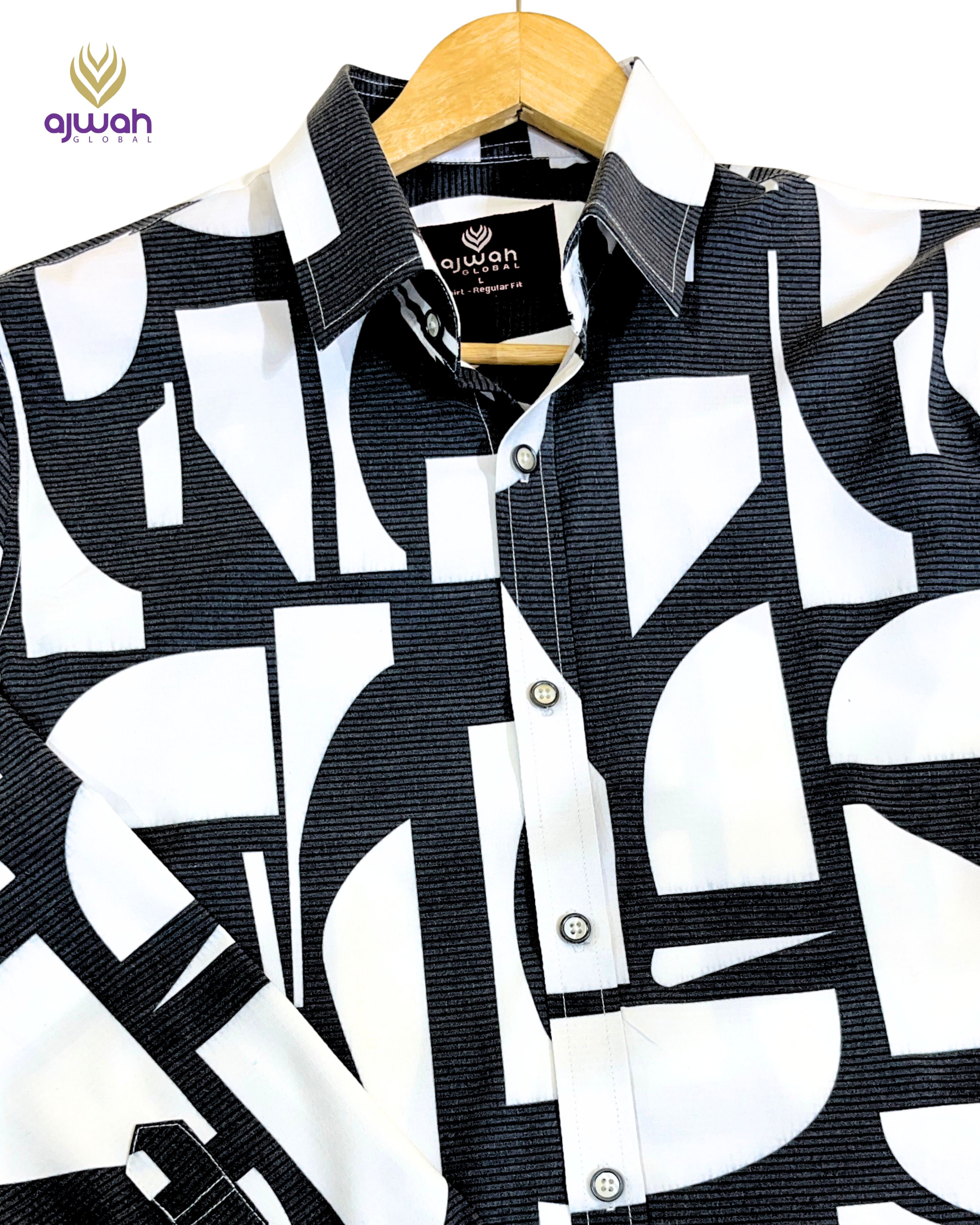 Black & White Modern Print Shirt for Men_img_0