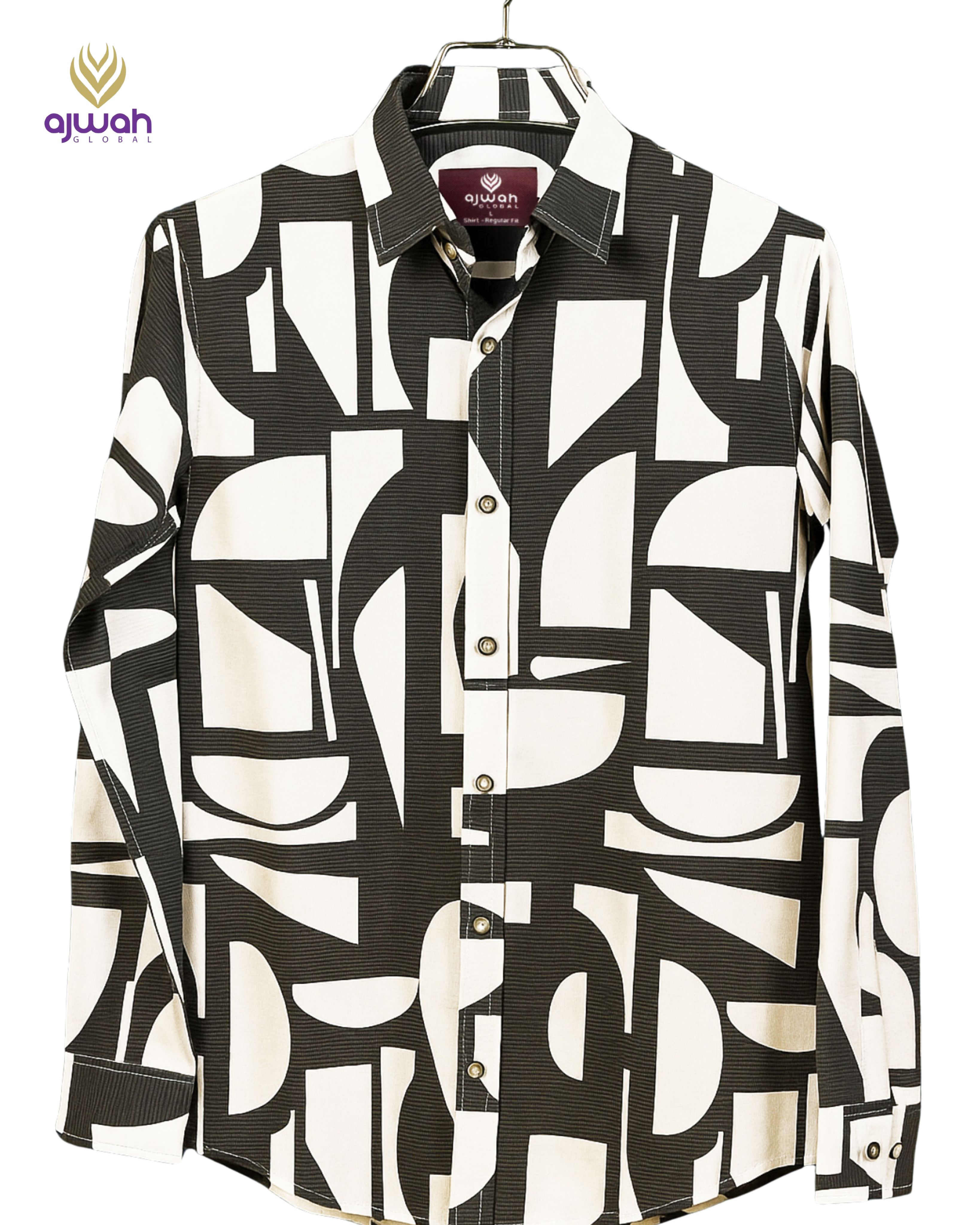 Black & White Modern Print Shirt for Men_img_1