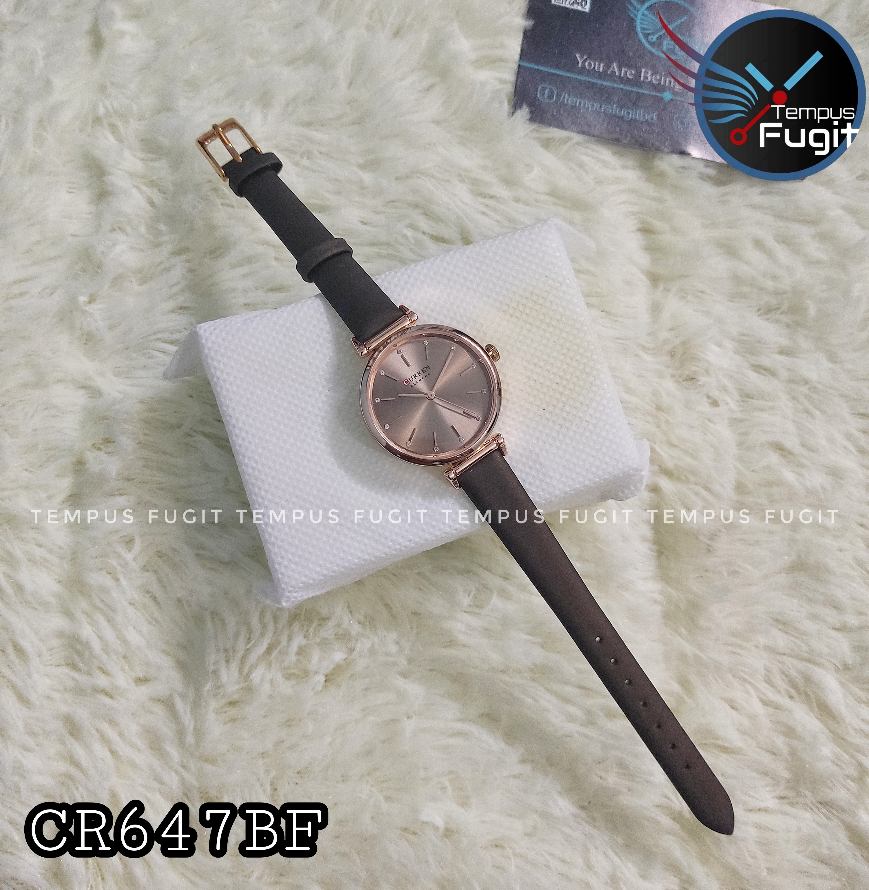Curren 9081 Ladies Belt Watch- Brownish Rose Golden Dial- Rose Golden Bezel- Brown Belt- TF Code CR647BF_img_5