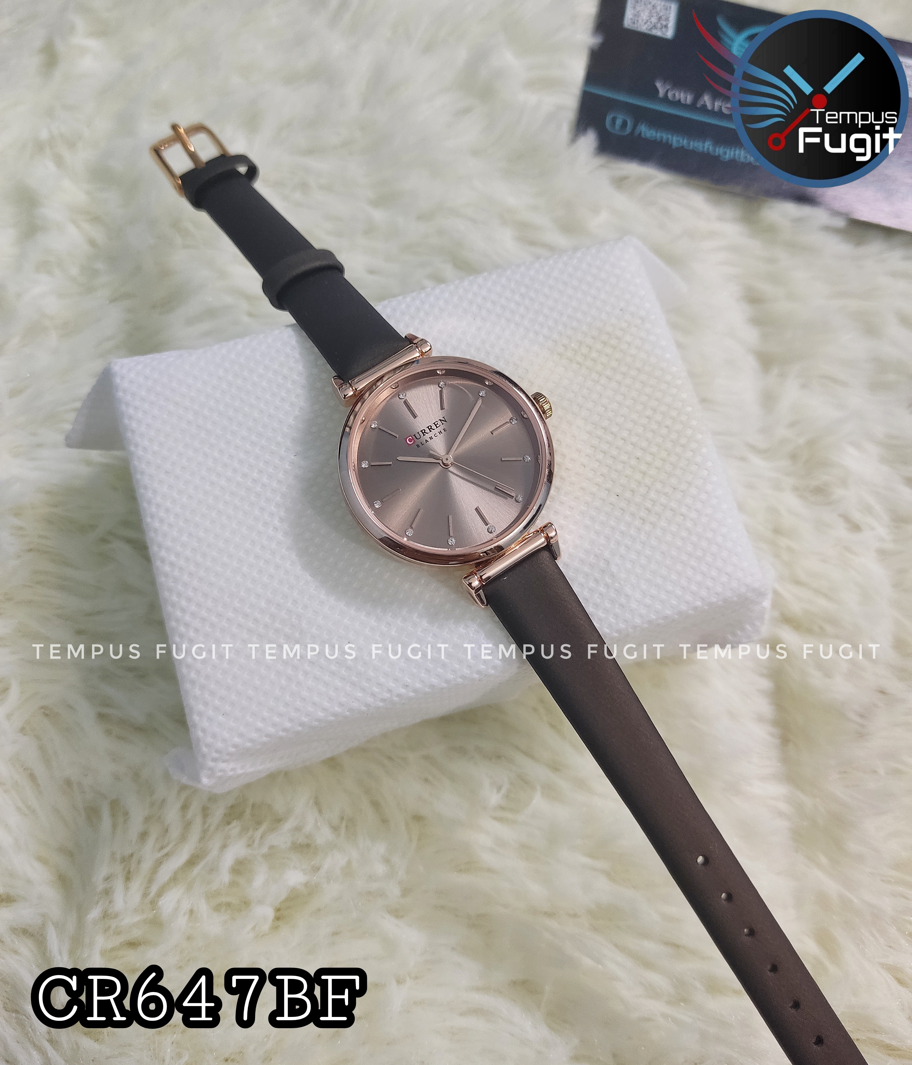 Curren 9081 Ladies Belt Watch- Brownish Rose Golden Dial- Rose Golden Bezel- Brown Belt- TF Code CR647BF_img_6