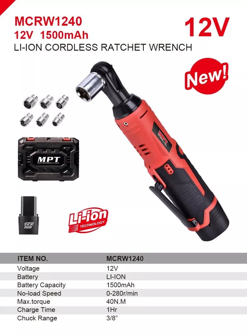 MPT,MCRW1240,Cordless Ratchet Wrench-Li-ion, 12v, 40 Nm, Model: MCRW1240_img_1