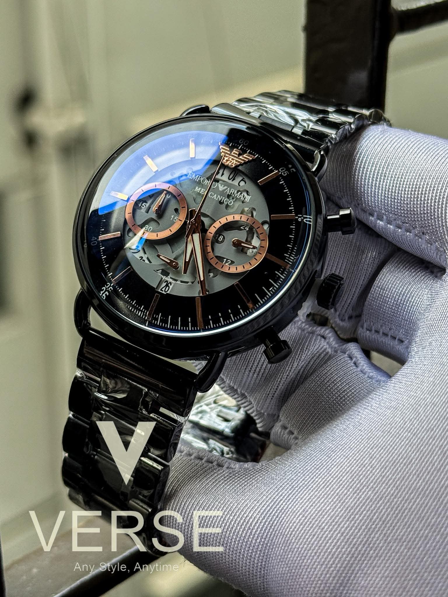 Armani Oval glass meccanico black dial