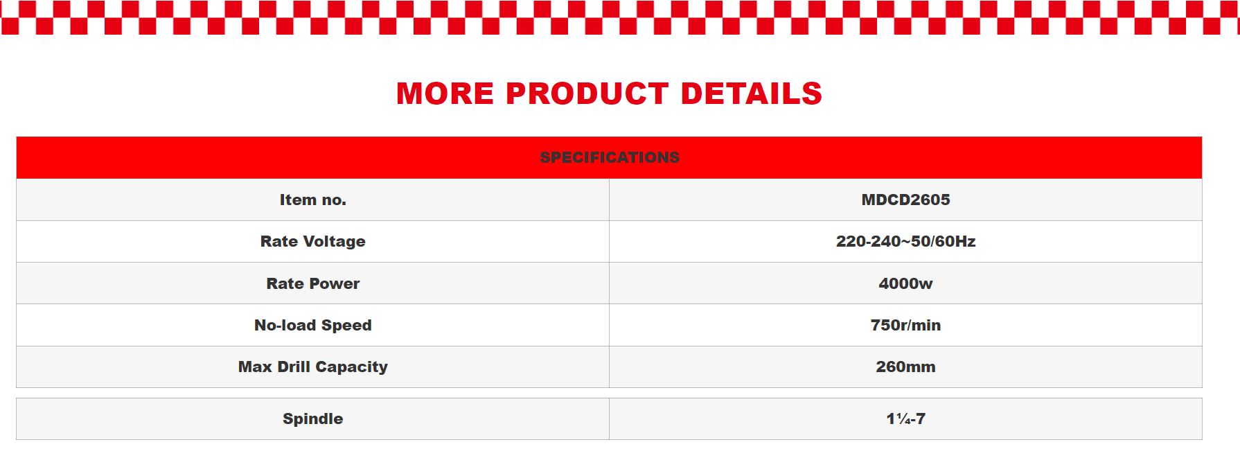 MPT Diamond Core Drill 4000w, 1¼-7, Model: MCDC2605_img_2