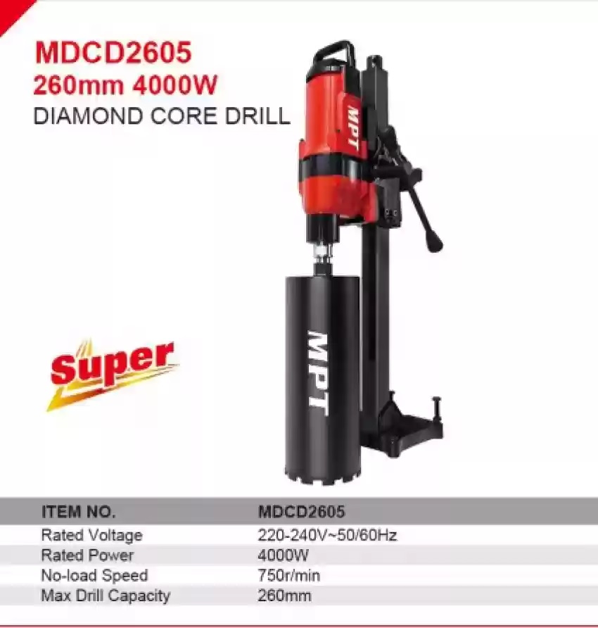 MPT Diamond Core Drill 4000w, 1¼-7, Model: MCDC2605_img_5