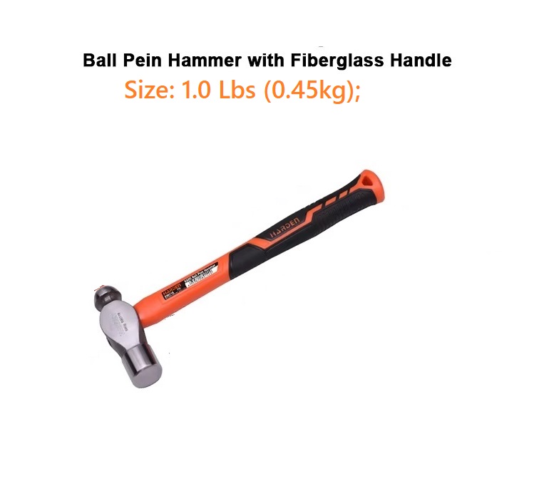 HARDEN Ball Pein Hammer ( 1.0 Lbs | 1.5Lb |  2.0 Lbs ), With Fiberglass Handle; 590114 | 590116 | 590119