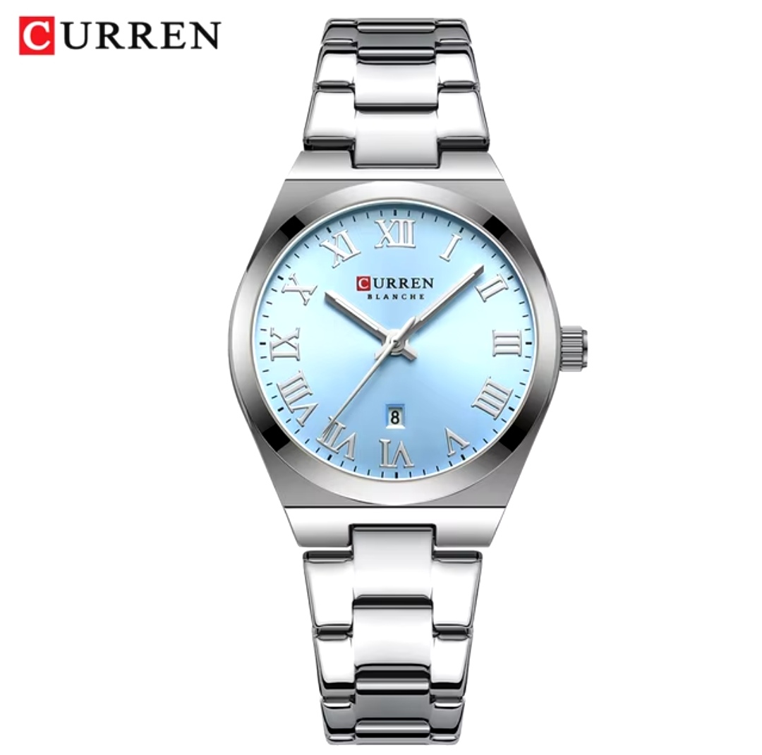 Curren 9095 Ladies Chain Watch- Seablue Dial- Silver Bezel- Silver Chain- TF Code CR900CF_img_0