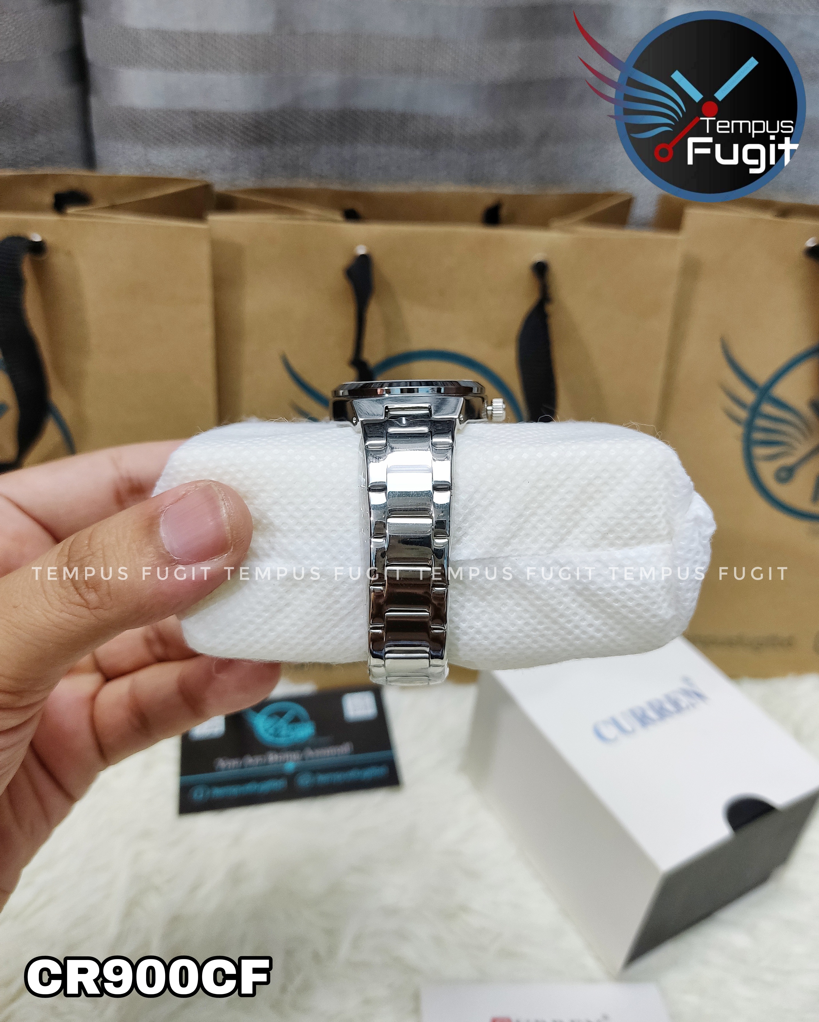 Curren 9095 Ladies Chain Watch- Seablue Dial- Silver Bezel- Silver Chain- TF Code CR900CF_img_8