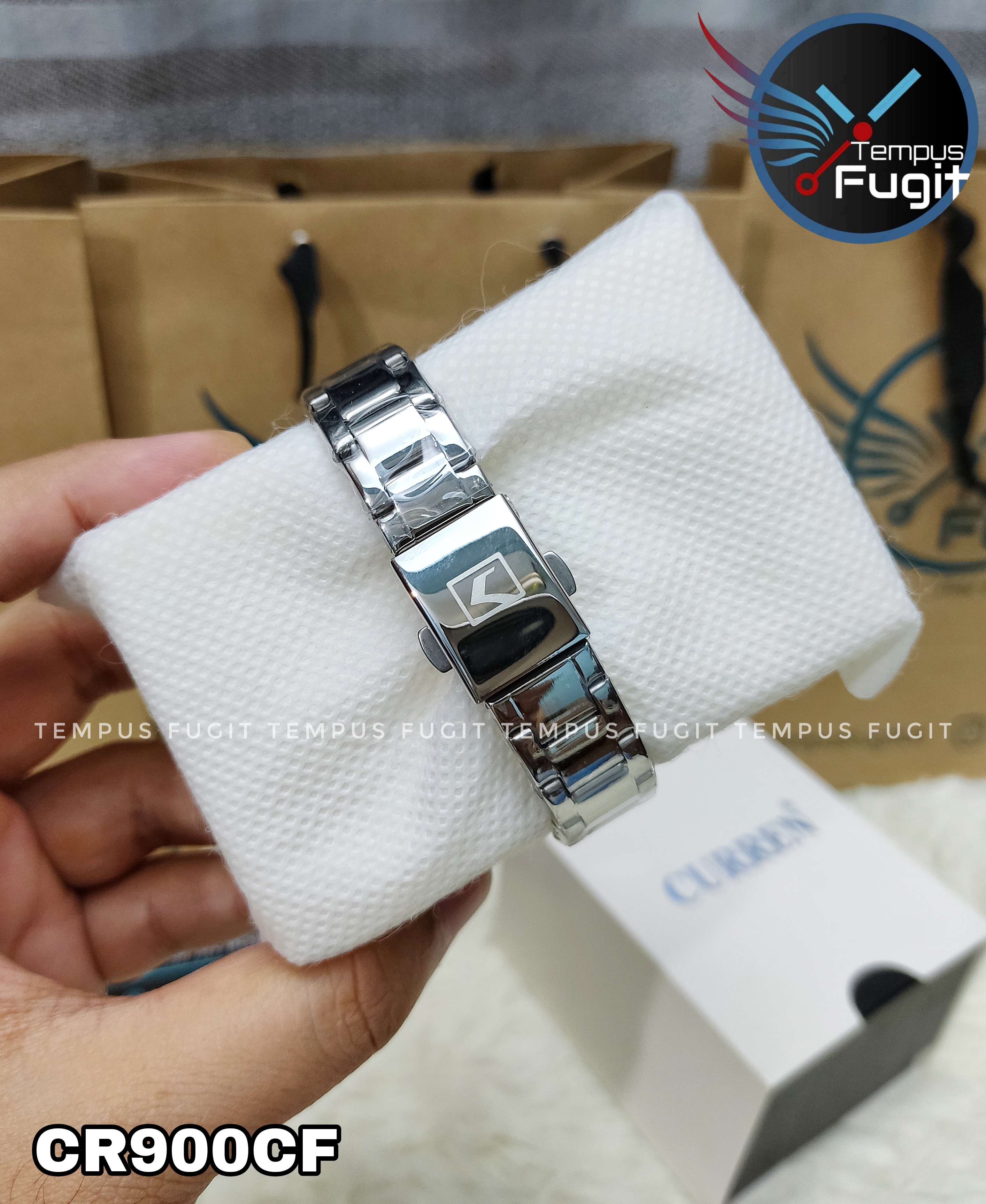 Curren 9095 Ladies Chain Watch- Seablue Dial- Silver Bezel- Silver Chain- TF Code CR900CF_img_9