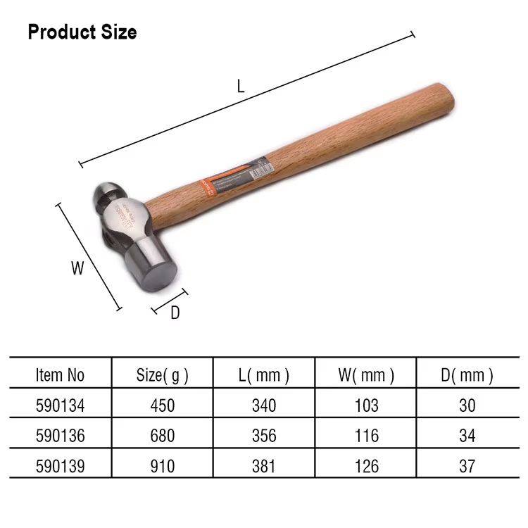 HARDEN Ball Pein Hammer ( 1.0 Lbs | 1.5Lbs |  2.0 Lbs ), With Wood Handle;  590139 |  590136 |  590139_img_1