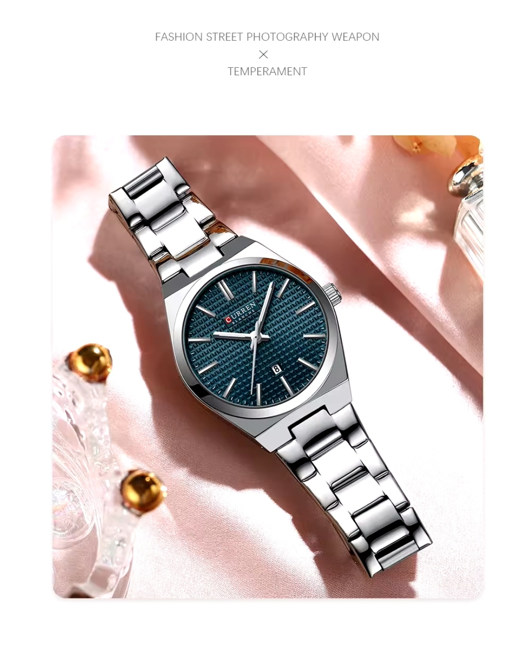 Curren 8439 Ladies Chain Watch- Blue Dial- Silver Bezel- Silver Chain- TF Code CR902CF_img_3