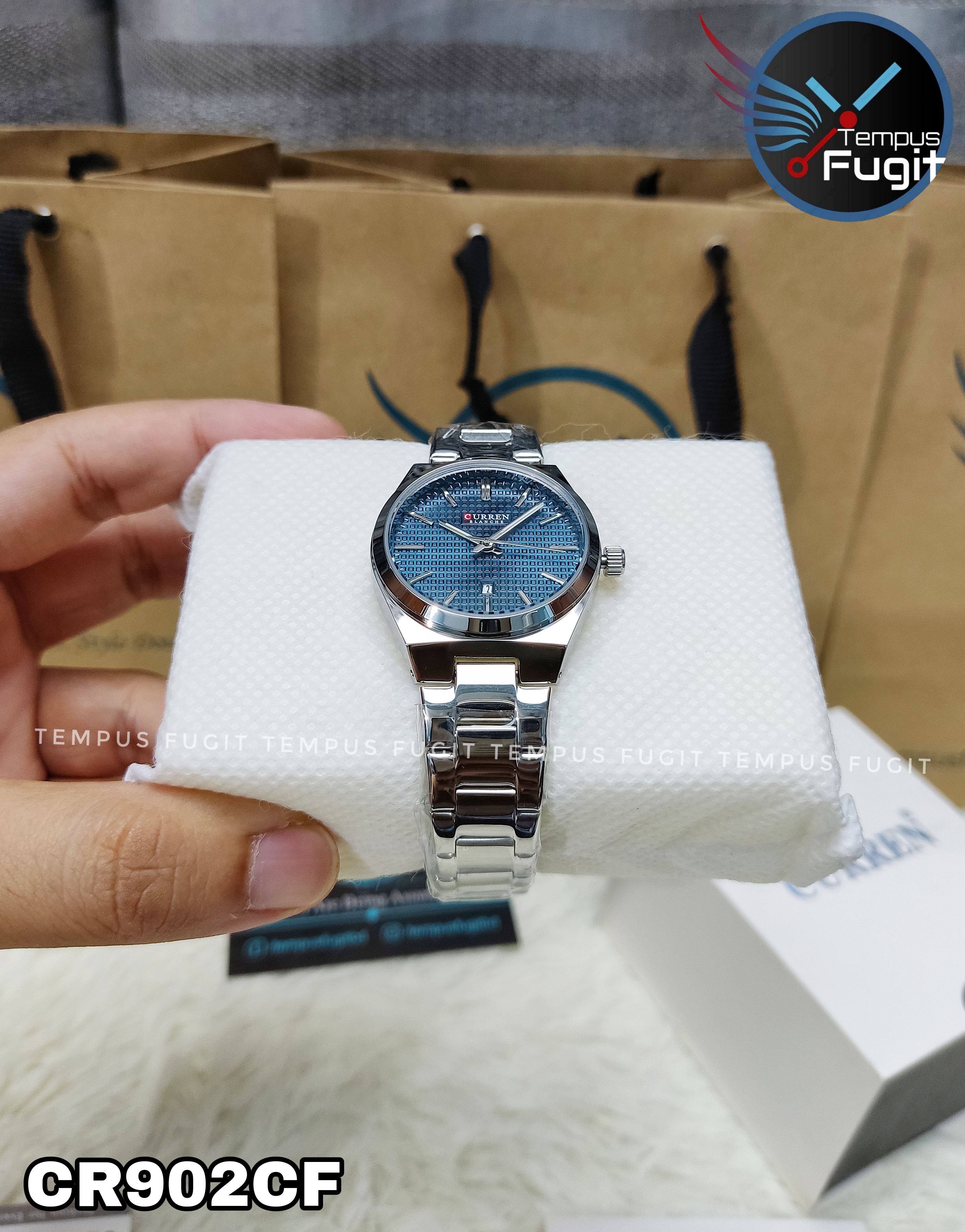 Curren 8439 Ladies Chain Watch- Blue Dial- Silver Bezel- Silver Chain- TF Code CR902CF_img_9