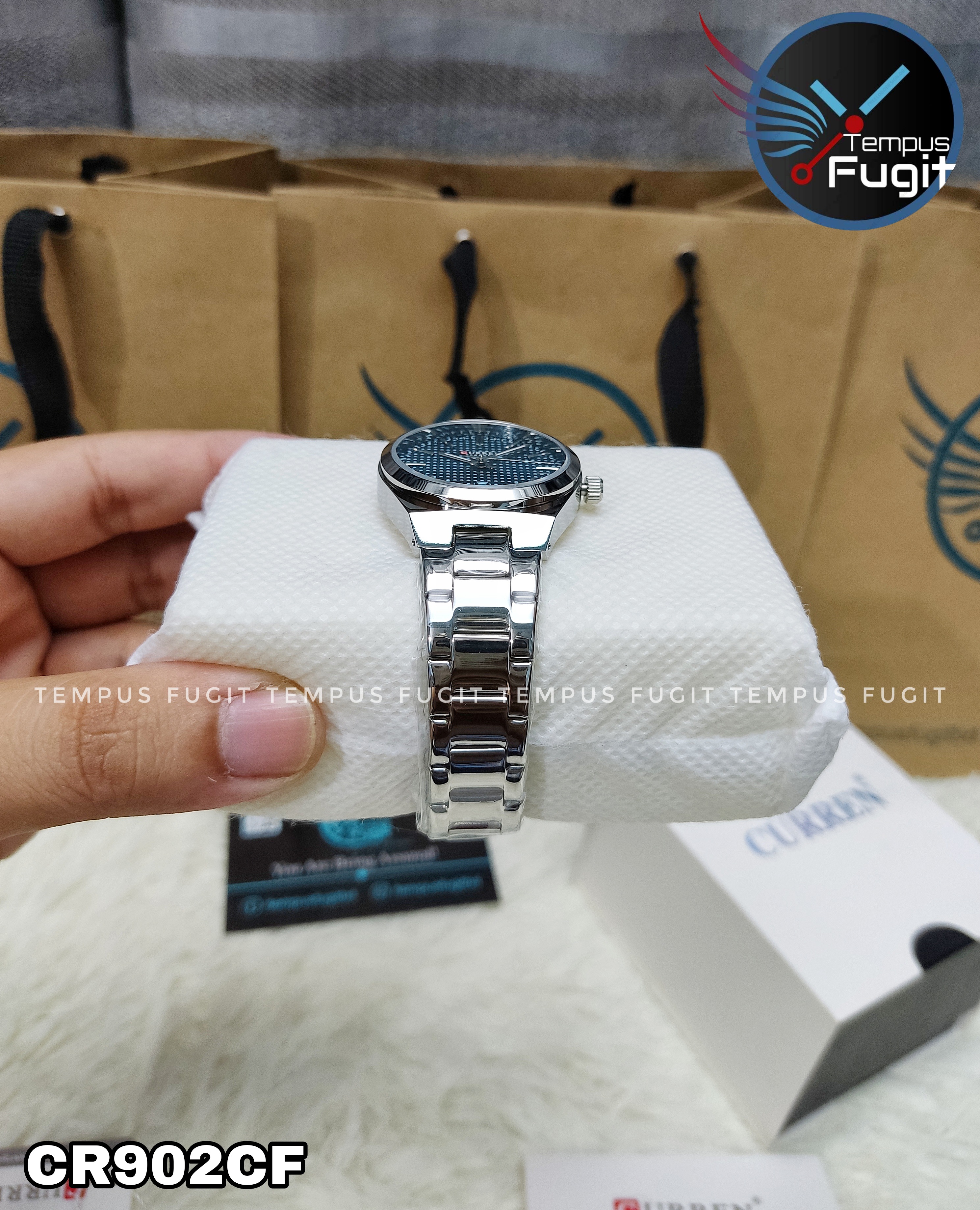Curren 8439 Ladies Chain Watch- Blue Dial- Silver Bezel- Silver Chain- TF Code CR902CF_img_10