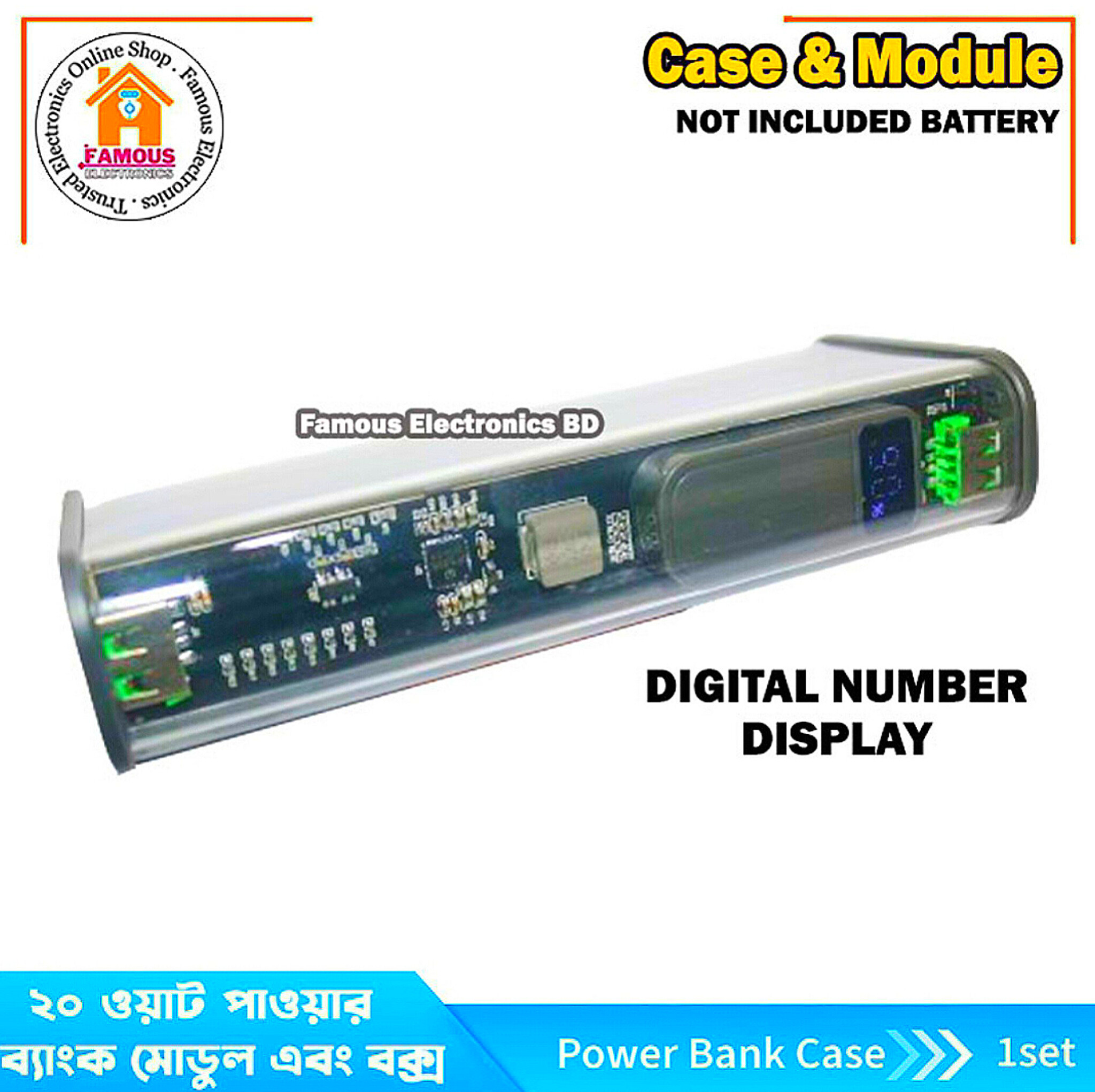 PD22.5W Dual-Direction Fast Charging Case for 4PCS 21700 Battery (Battery Not included) Power Bank Battery Case_img_2