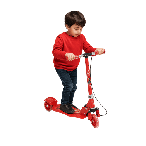 Foldable 3-Wheel Kick Scooter For Kids – Red_img_1