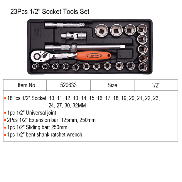 Harden 23pcs 1/2" Socket Set Tools Set 520633_img_5
