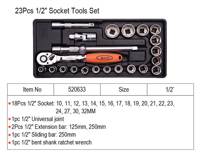 Harden 23pcs 1/2" Socket Set Tools Set 520633_img_6