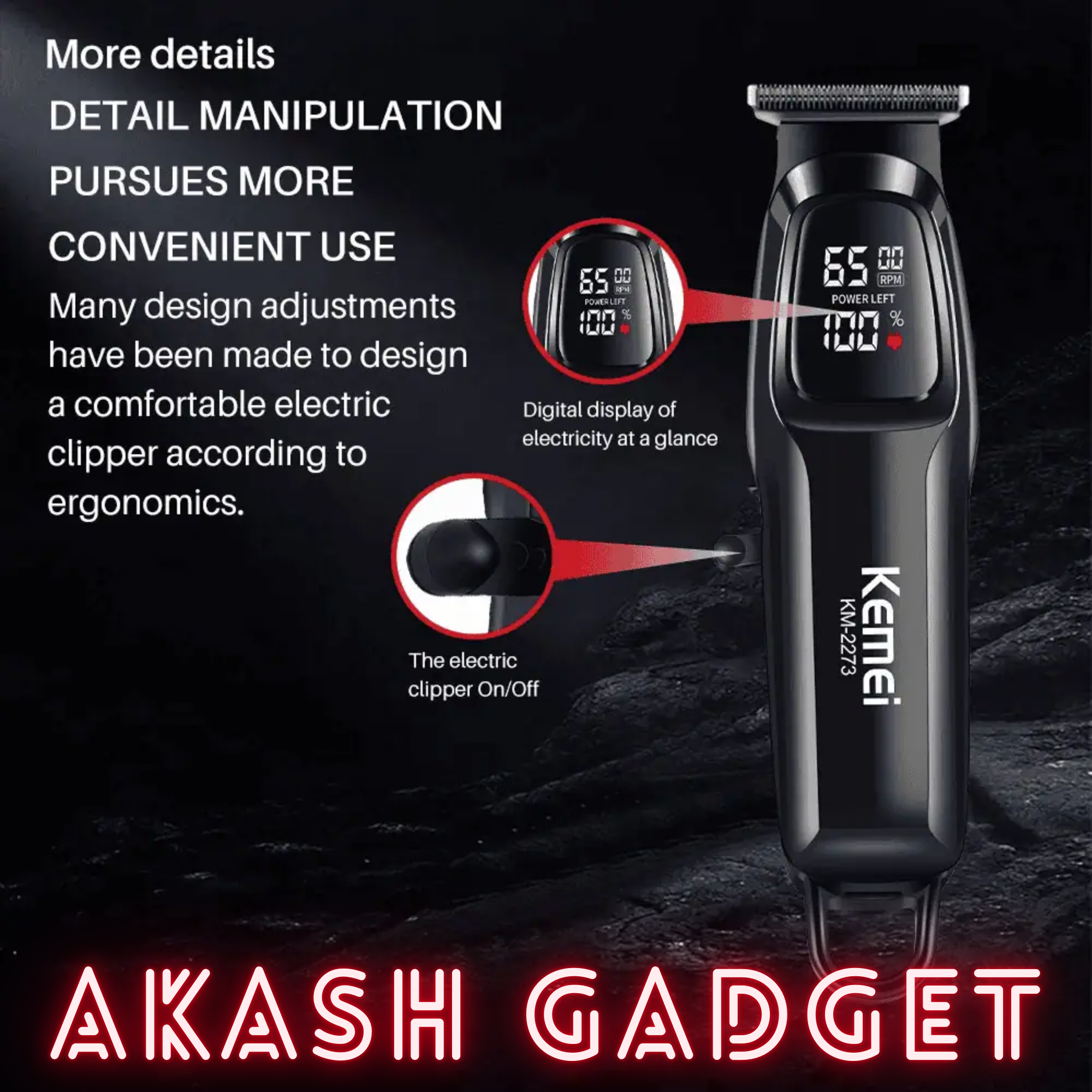 Kemei KM-2273 Hair Clipper and Beard Trimmer for Men_img_9