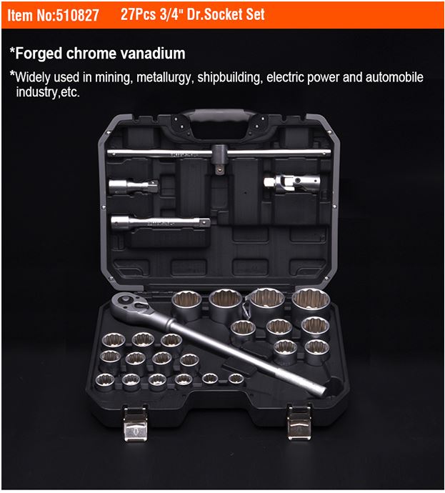 Harden 27Pcs 3/4" Dr. Socket Set (Industrial) Professional Chrome Vanadium Car Repair Tools Dr. Sockets Auto Hand Tool Set 510827_img_6