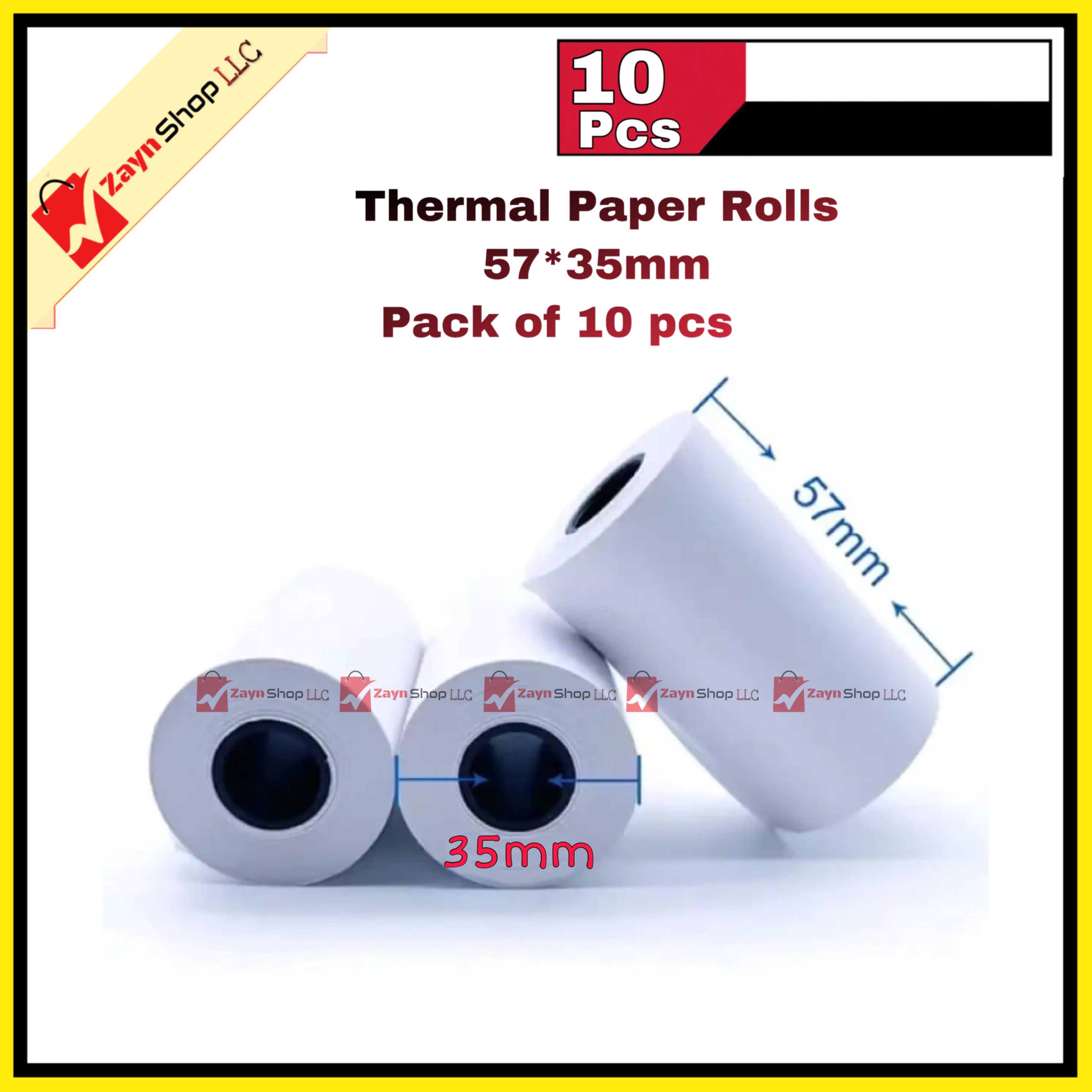 Thermal Paper Rolls 57*35mm 10 pcs for 58mm POS Printer, Receipt Printer, Mini Thermal Printer White_img_1