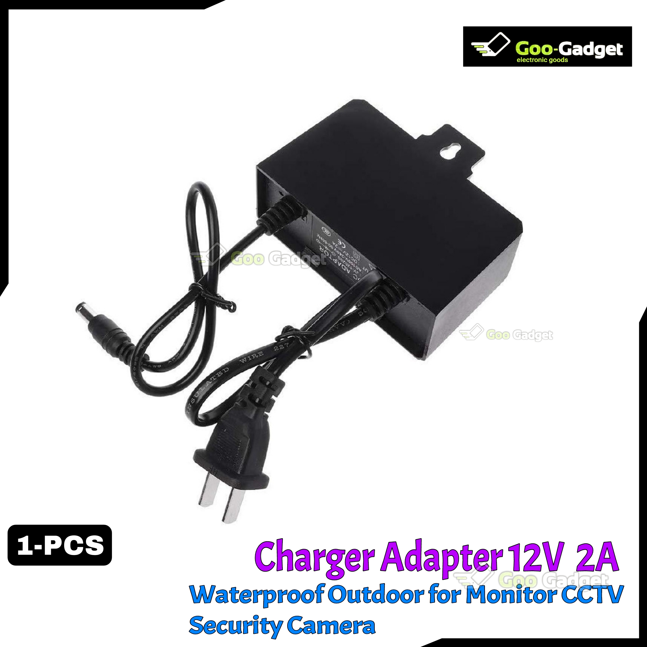 12V 2A Waterproof AC-DC Charger Adapter | EU/US Plug for CCTV, Monitor, and Security Cameras