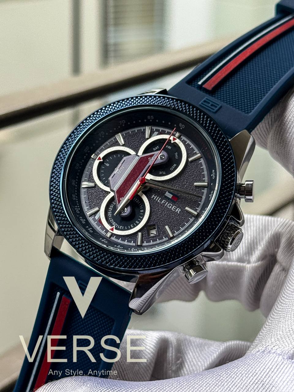 hilfiger blue fiber chrono